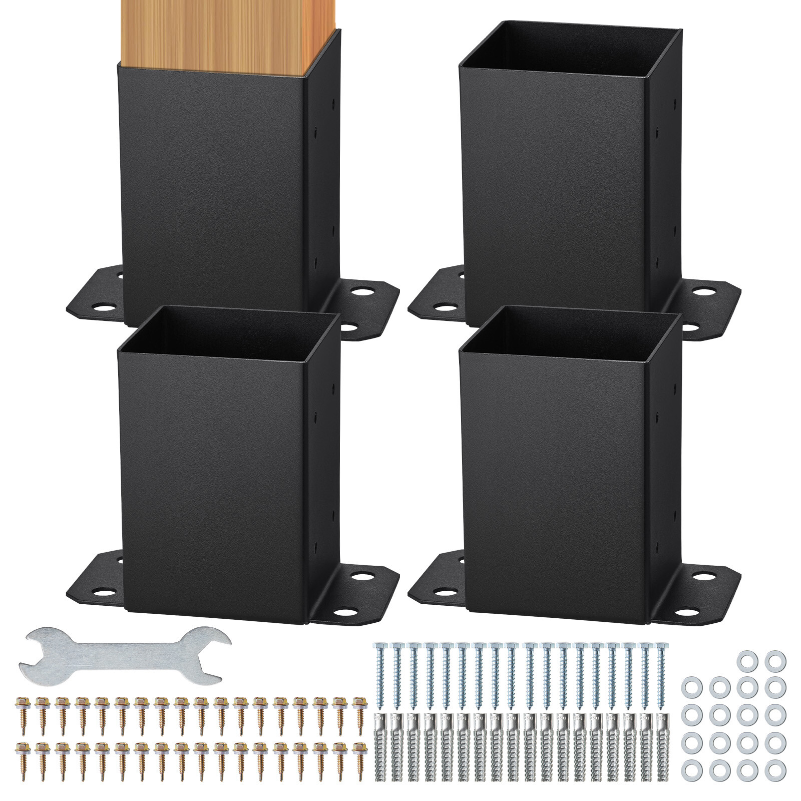 VEVOR 4 Pack 4x4 Post Base Brackets Heavy Duty Wood Post Fence Post Anchor