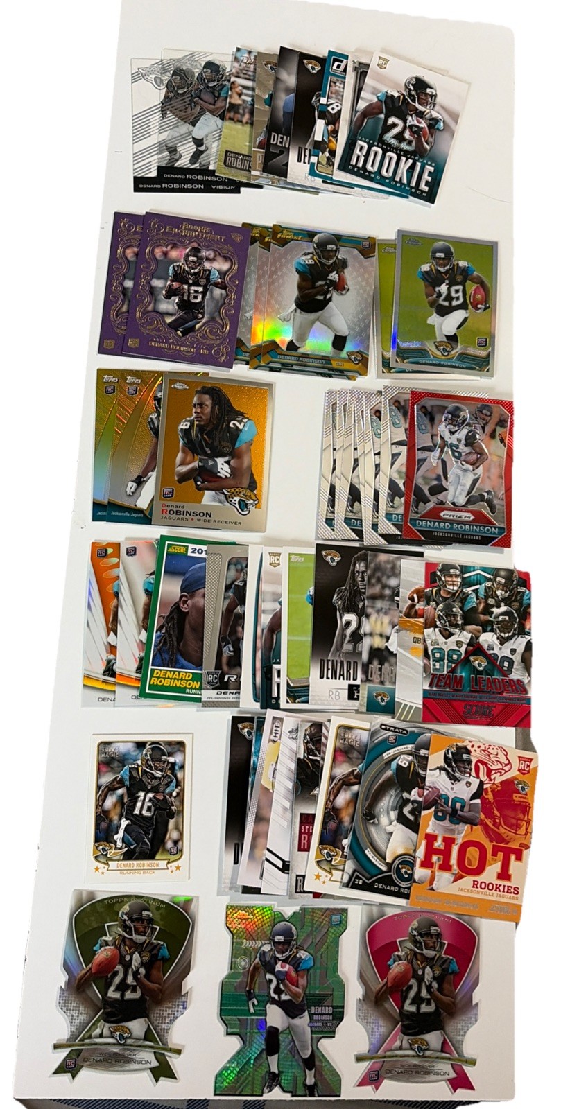 Huge Denard Robinson Lot Most RC Rookies Die Cut Inserts Purple Pink Orange 2013
