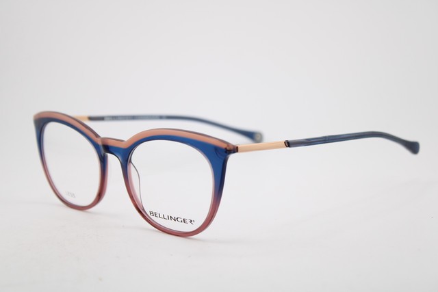 NEW BELLINGER DENMARK LESS-1912 C.411 BLUE BROWN PINK AUTHENTIC EYEGLASSES 49-20