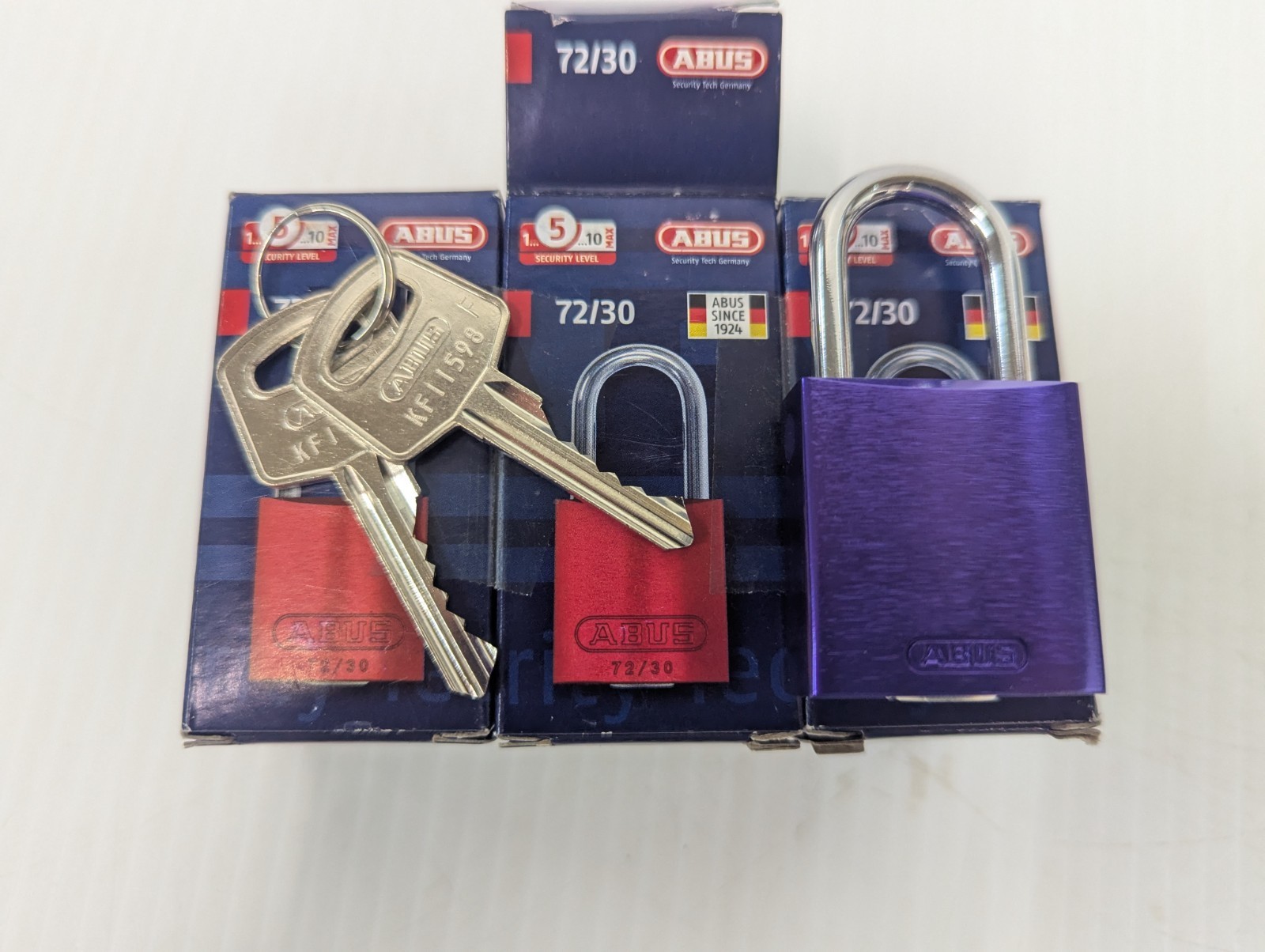 ABUS 72/30 KA X 3, Lockout Padlock, Keyed Alike, Aluminum, Purple, 1