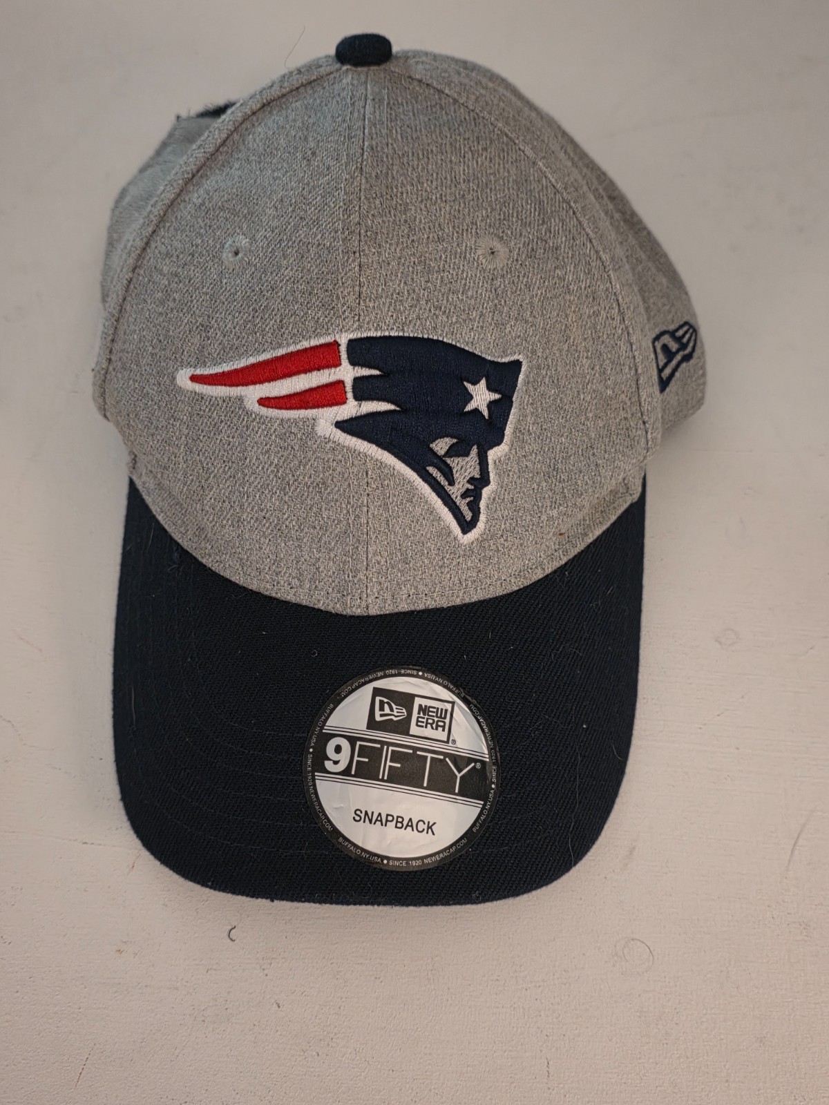 New Era 9FIFTY New England Patriots Snapback Hat Heather Grey Navy Blue Flat Bil New Era 9FIFTY New England Patriots Snapback Hat Heather Grey Navy Blue Flat Bil