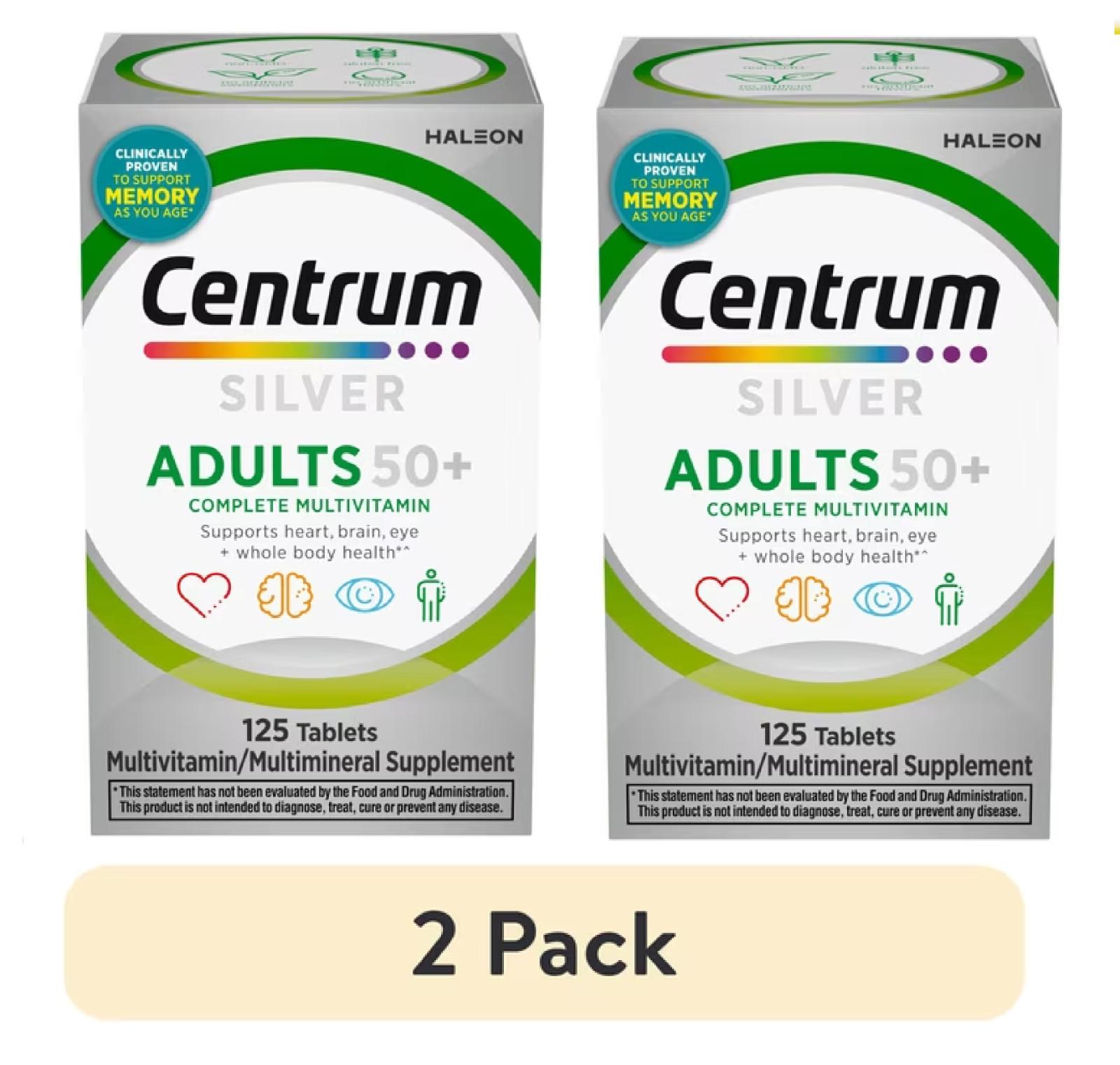 2pk Centrum Silver Adults 50 Plus Multivitamin With Vitamin C, D & E, 125 Count 2pk Centrum Silver Adults 50 Plus Multivitamin With Vitamin C, D & E, 125 Count