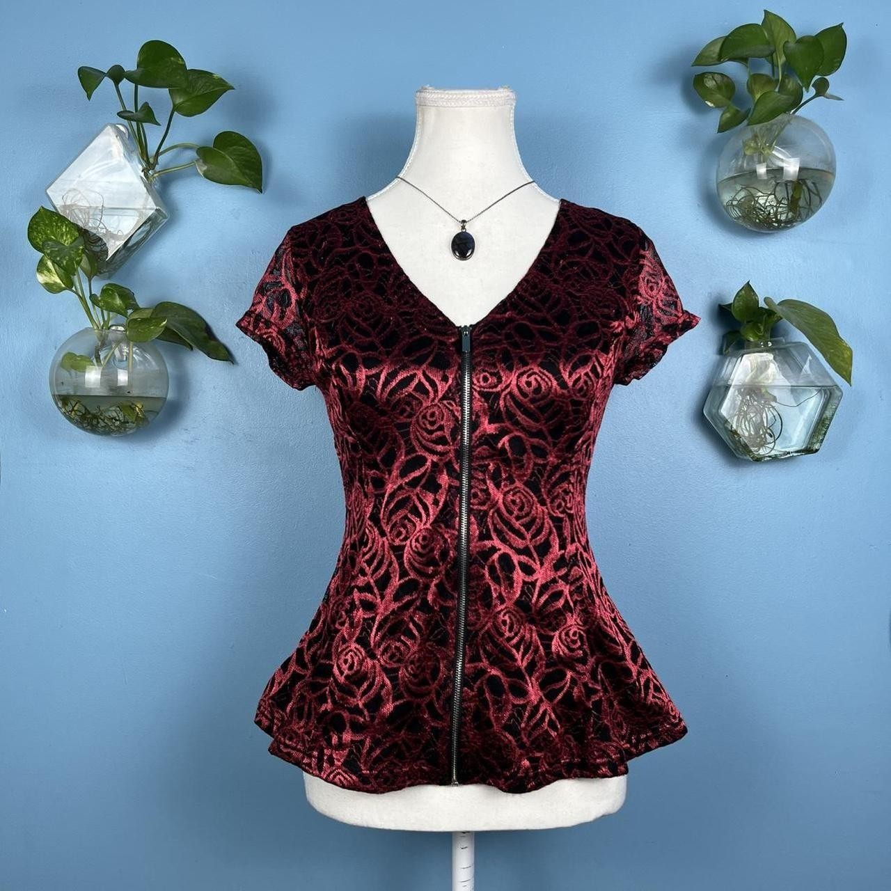 Vintage 2000s Wine Lace Blouse
