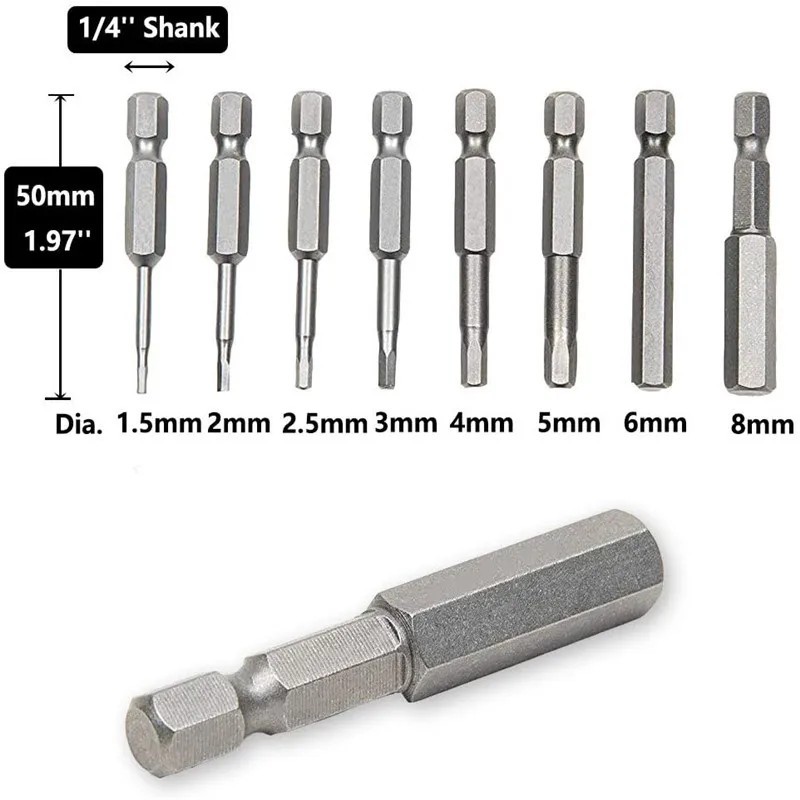 Hex Key Allen Bit Set Quick Change Connect impact driver power drill metric Long Hex Key Allen Bit Set Quick Change Connect impact driver power drill metric Long