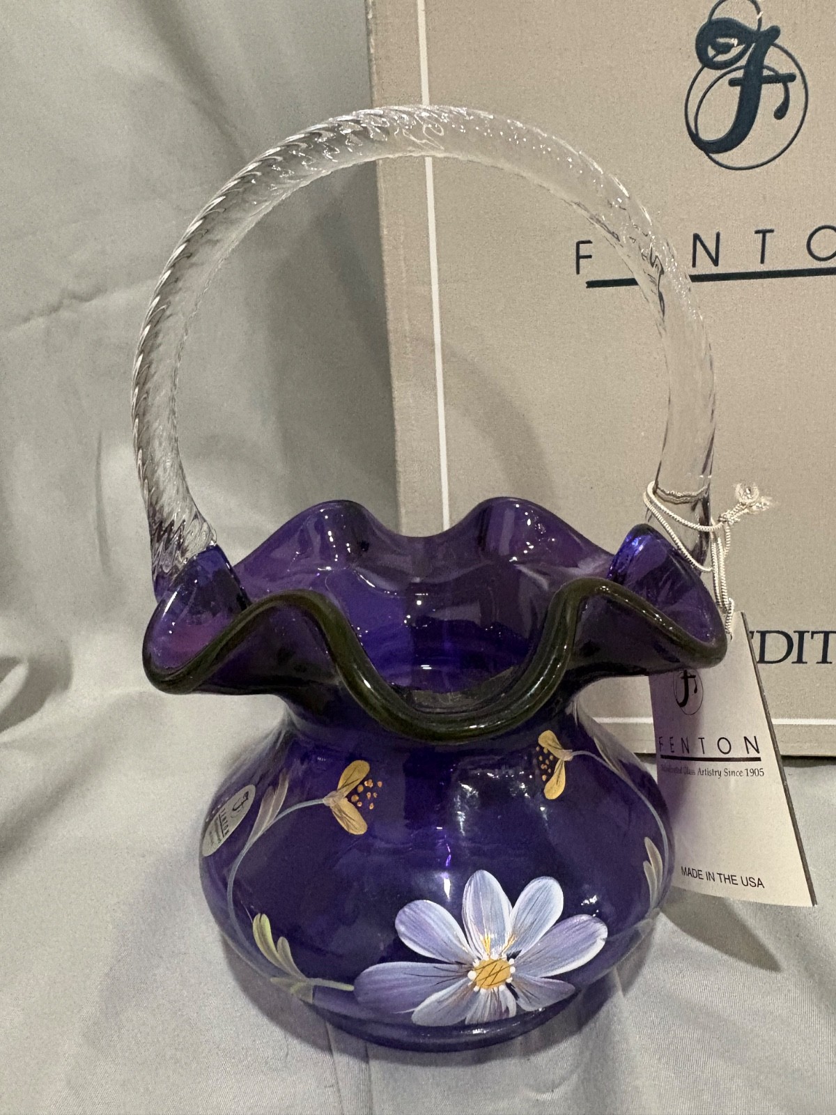 Fenton Royal Purple Hooded Berry Basket 1617 N4 NIB 1998 Historic Collection Fenton Royal Purple Hooded Berry Basket 1617 N4 NIB 1998 Historic Collection