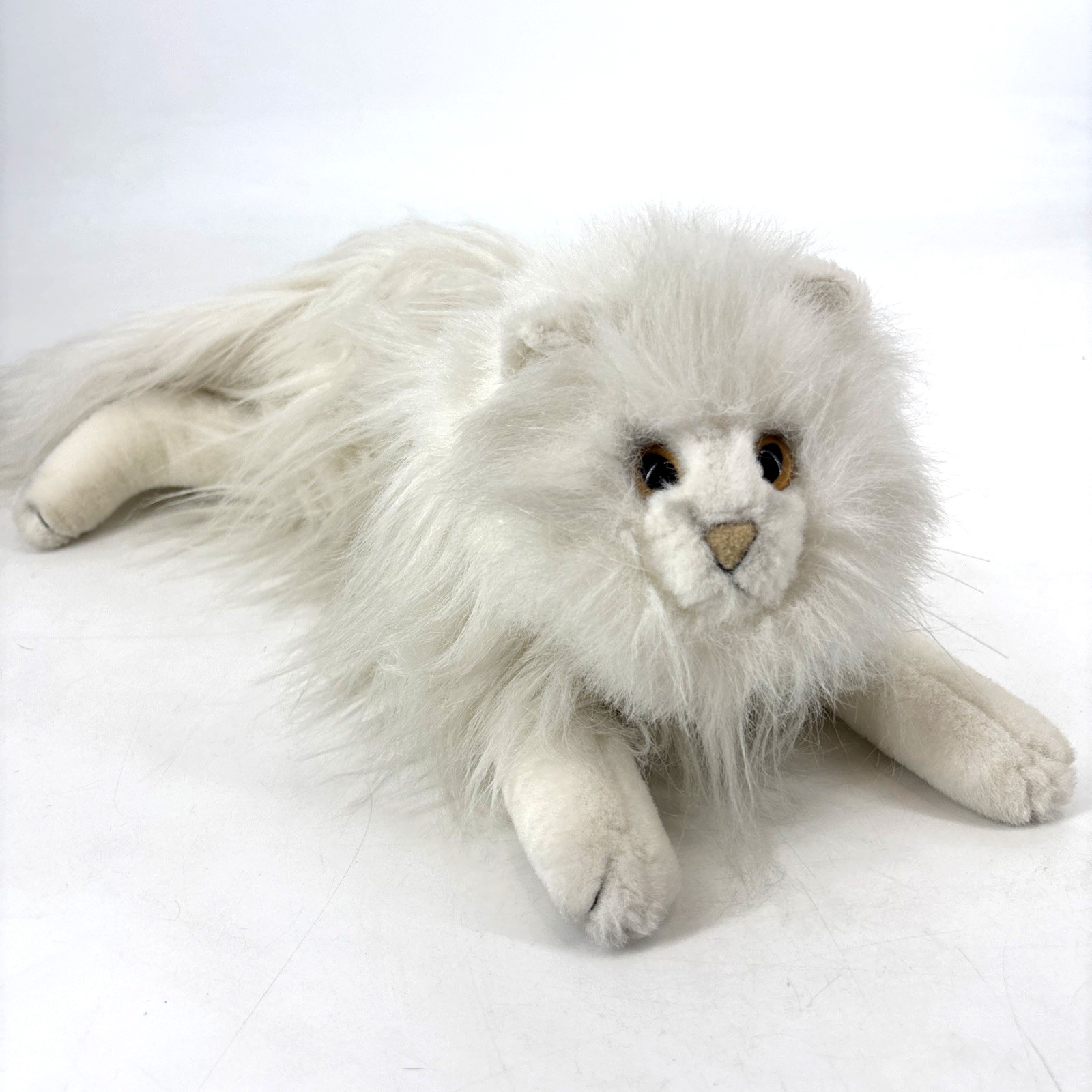 Vintage Kellytoy Floppy White Persian Cat Shaggy Animal Beanbag Plush Toy 18