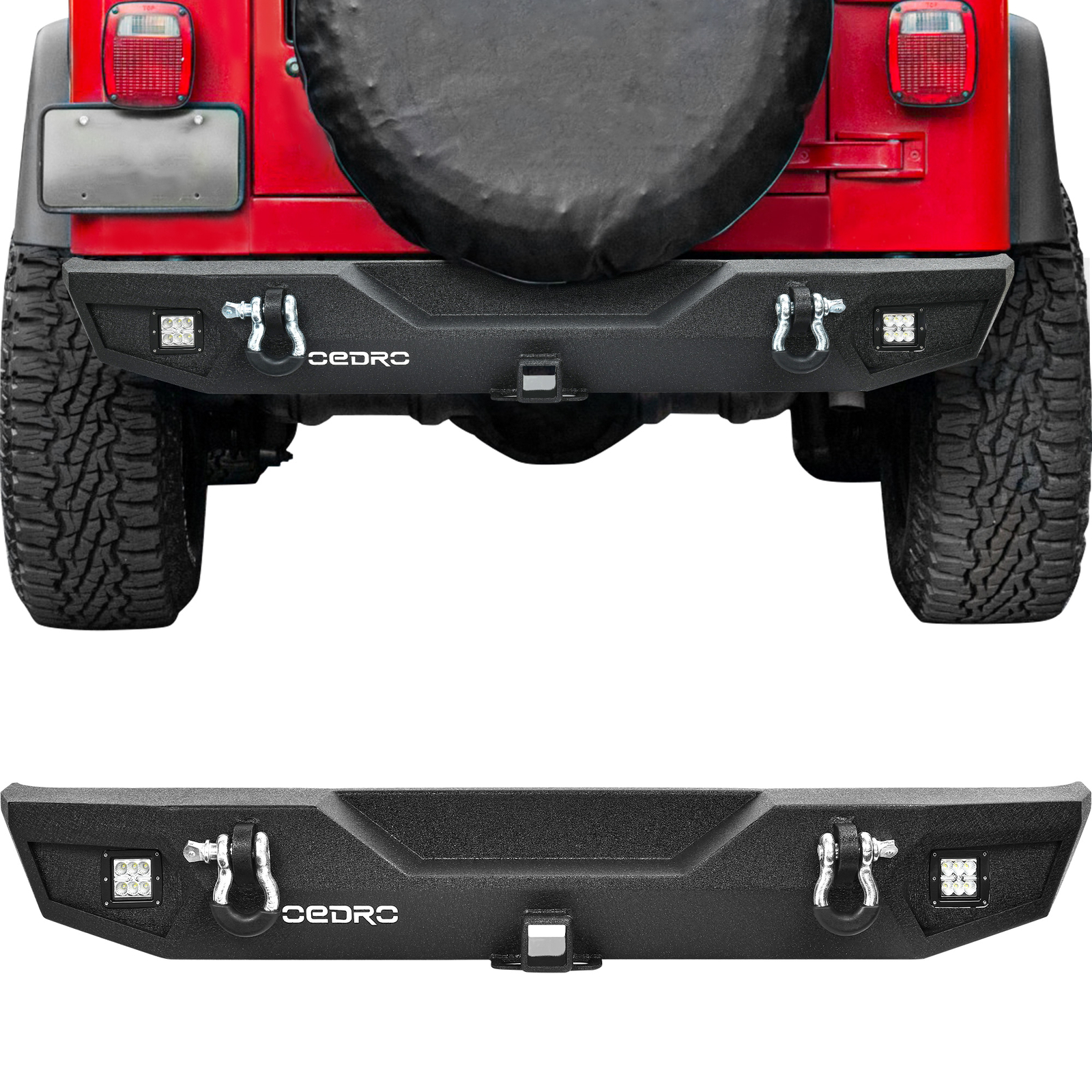 OEDRO Rear Bumper for 1987-2006 Jeep Wrangler TJ & LJ & YJ with Hitch Receiver