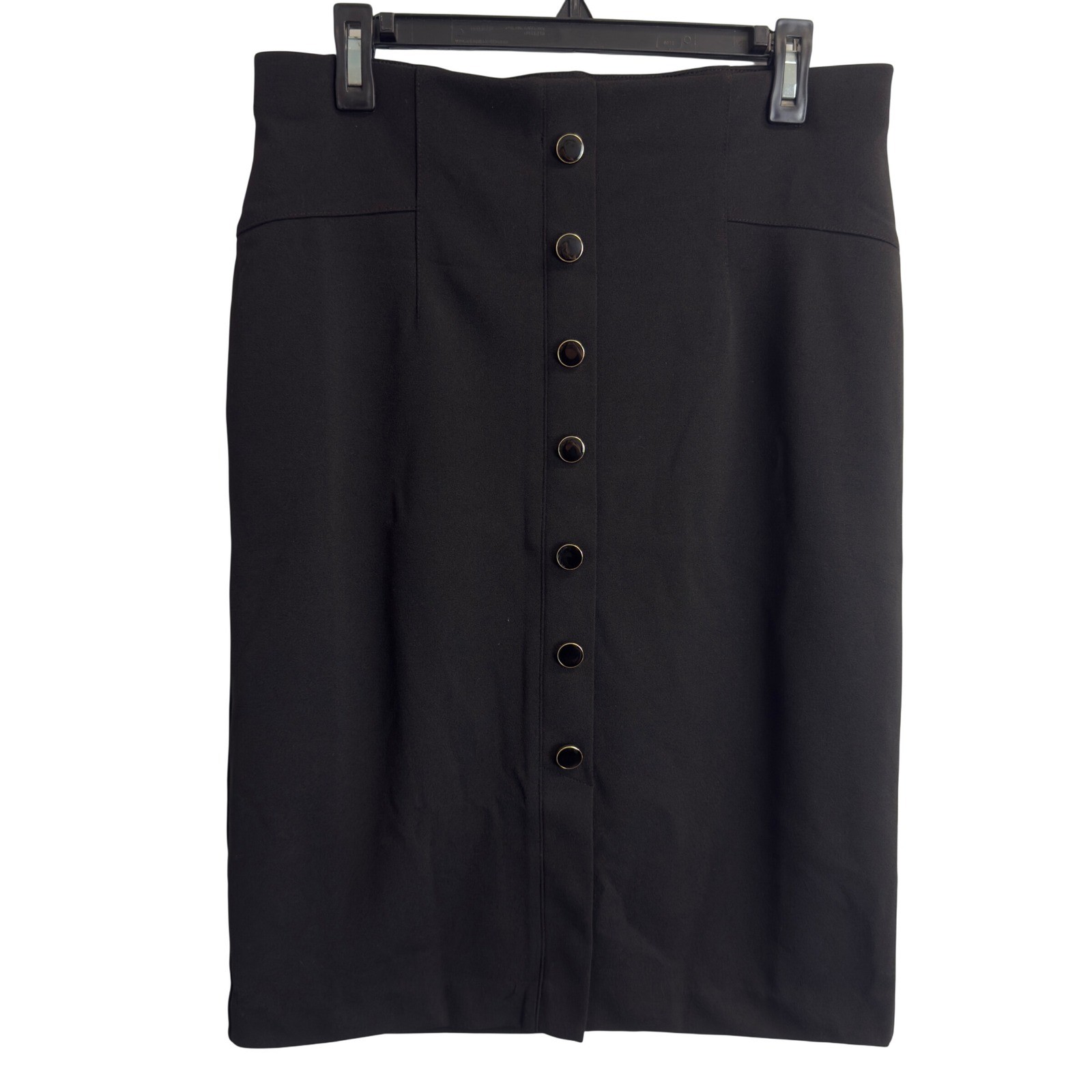 NYCC New York Clothing Co Black Button Front Pencil Skirt Size M Stretch Elastic