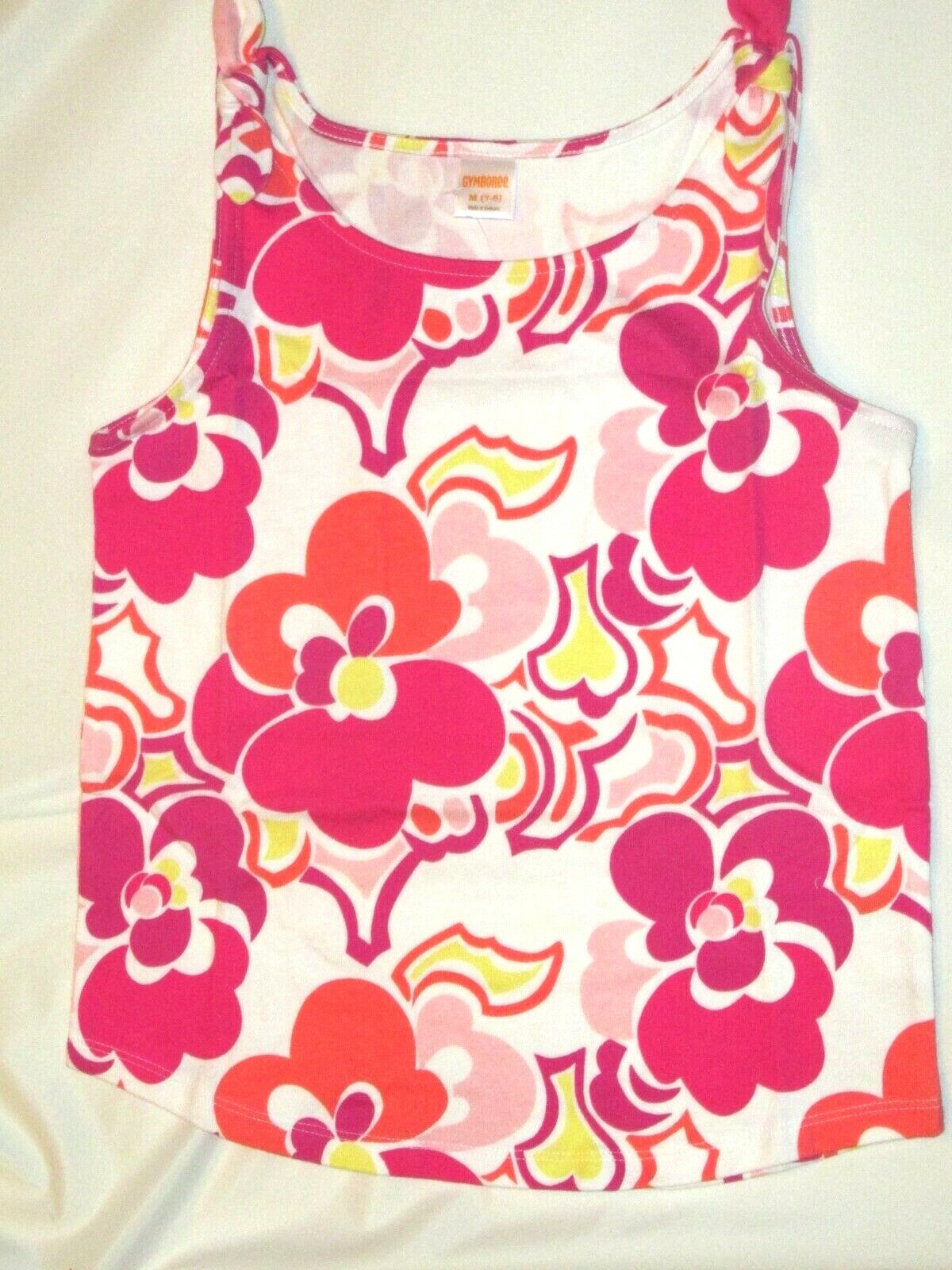 Gymboree Tank Top Girls 5 / 6 Pink White Yellow Floral Sleeveless Tropical NEW