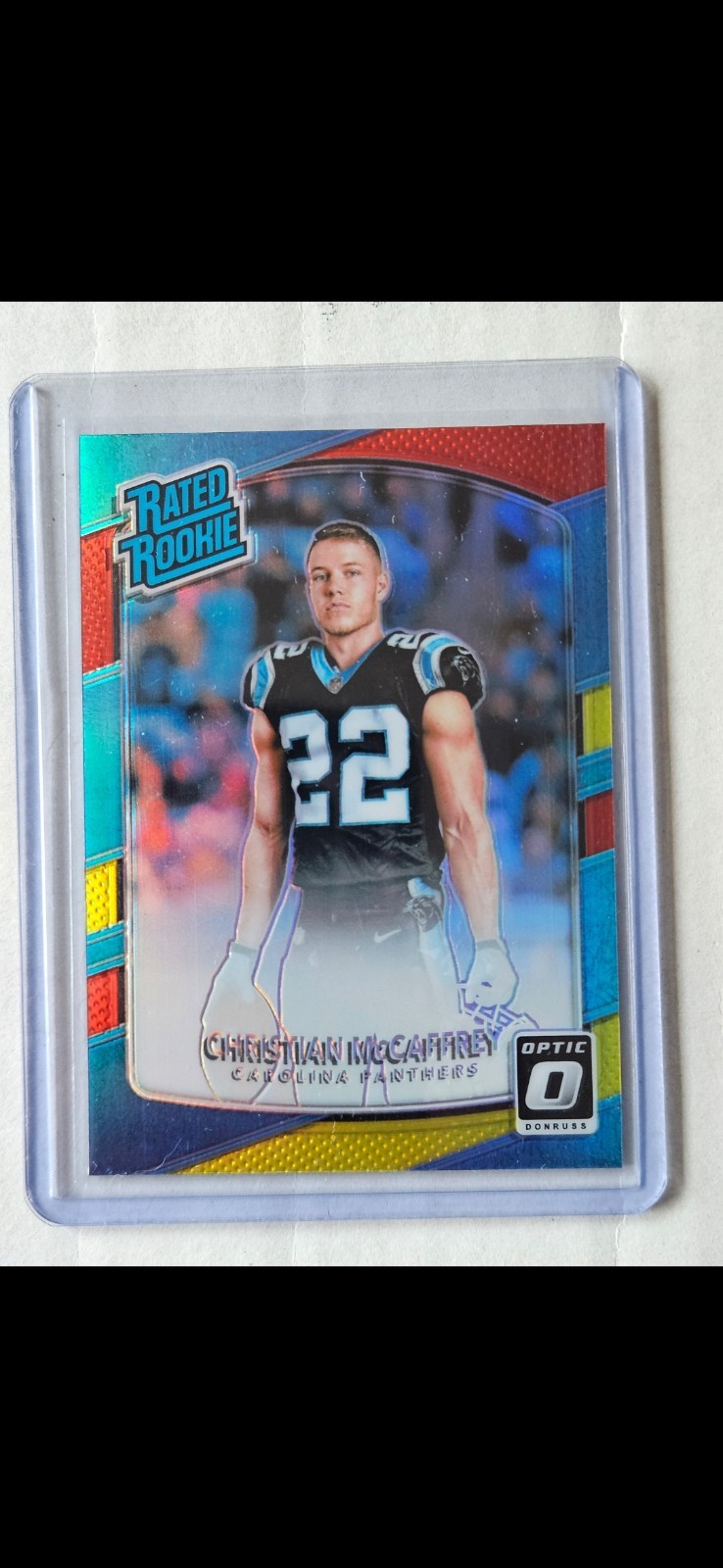 2017 Donruss Optic - Rated Rookie Christian McCaffrey #168 Red & Yellow Prizm...
