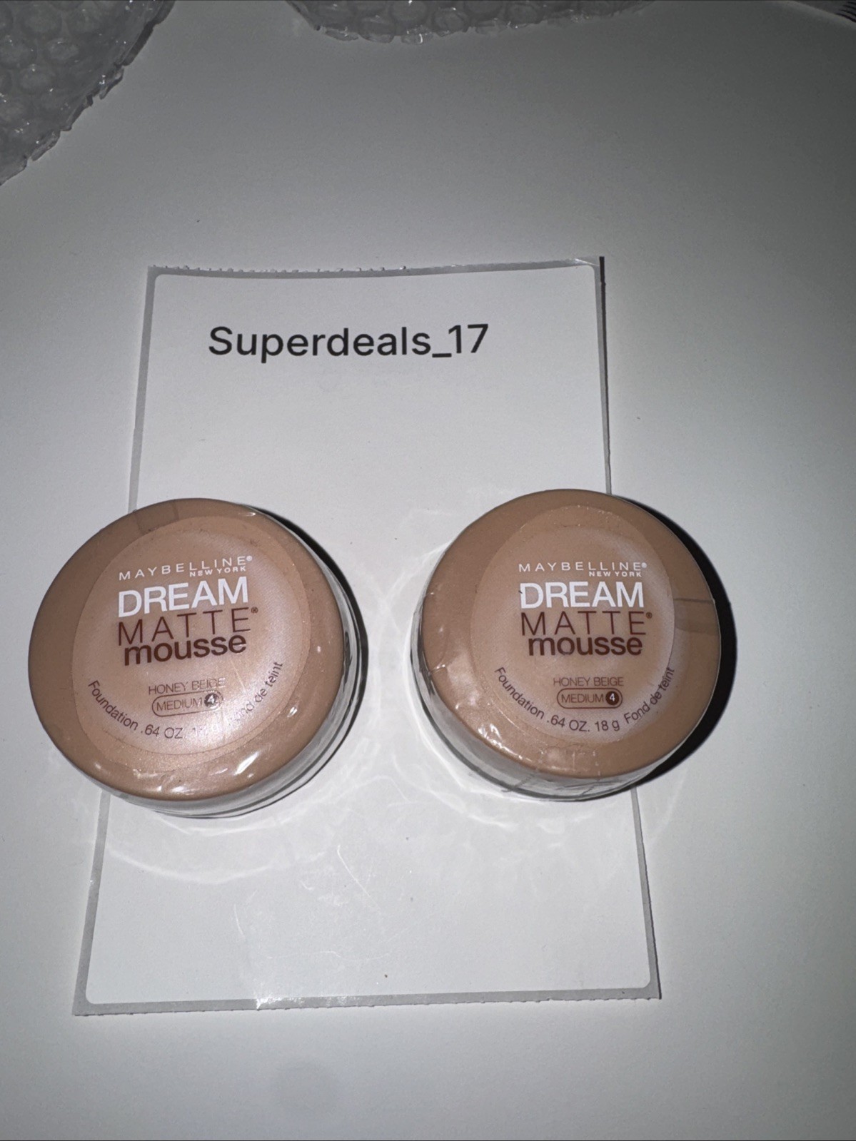 2x Maybelline Dream Matte Mousse Foundation HONEY BEIGE Medium 4 - New Sealed