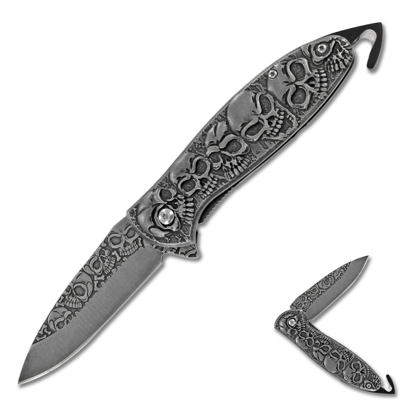 Realm of the Dead Skull Knife Spring Assisted EDC Blade w/ Glass Breaker