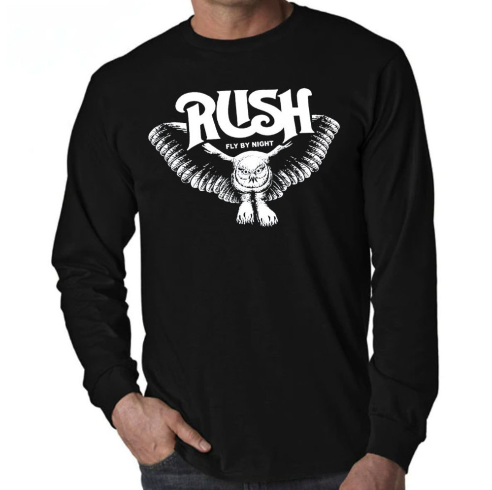 Rush Fly By Night Rock Band Men\'s Black Long sleeve T-Shirt