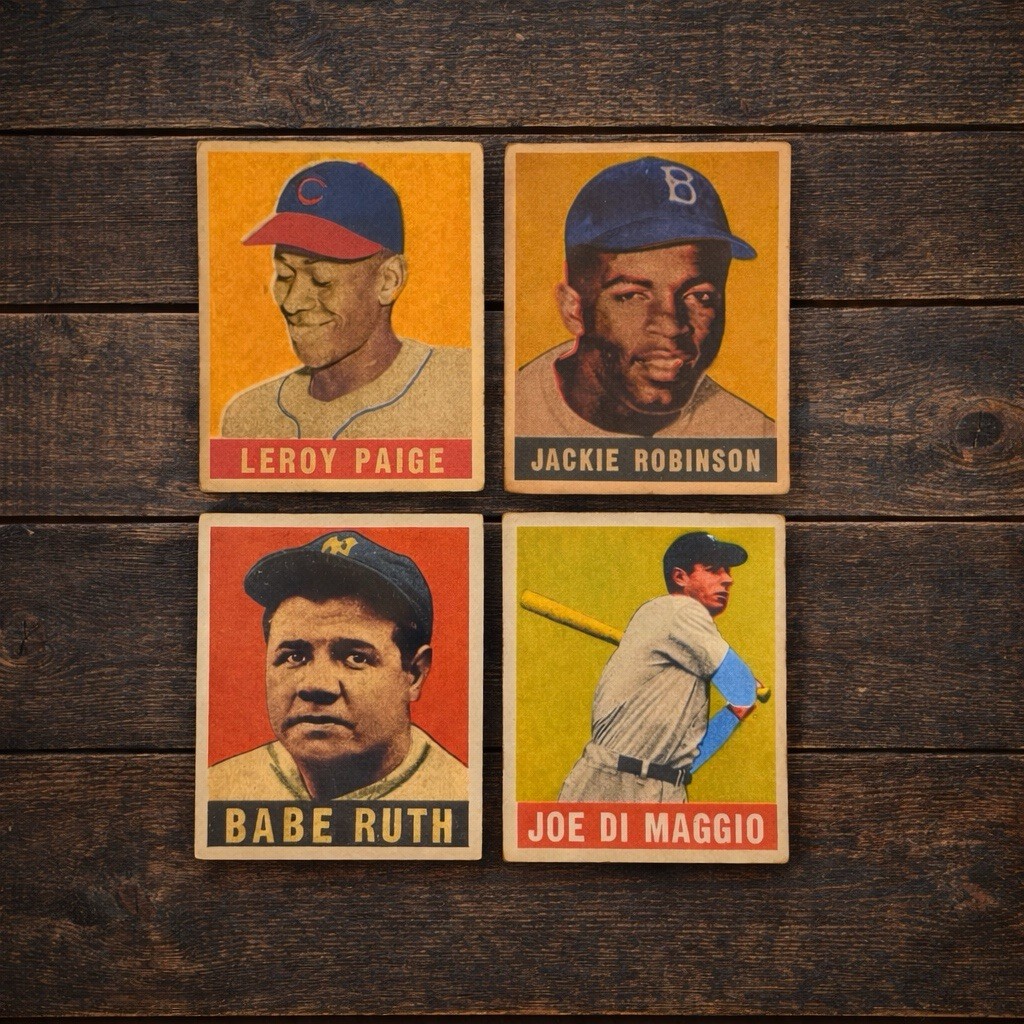 Vintage-Style Souvenir Card Set • 1948-Inspired Paige, Robinson, Ruth & DiMaggio
