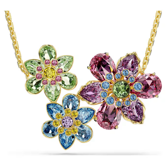 Swarovski Idyllia Pendant Mixed cut, flowers, sparkling