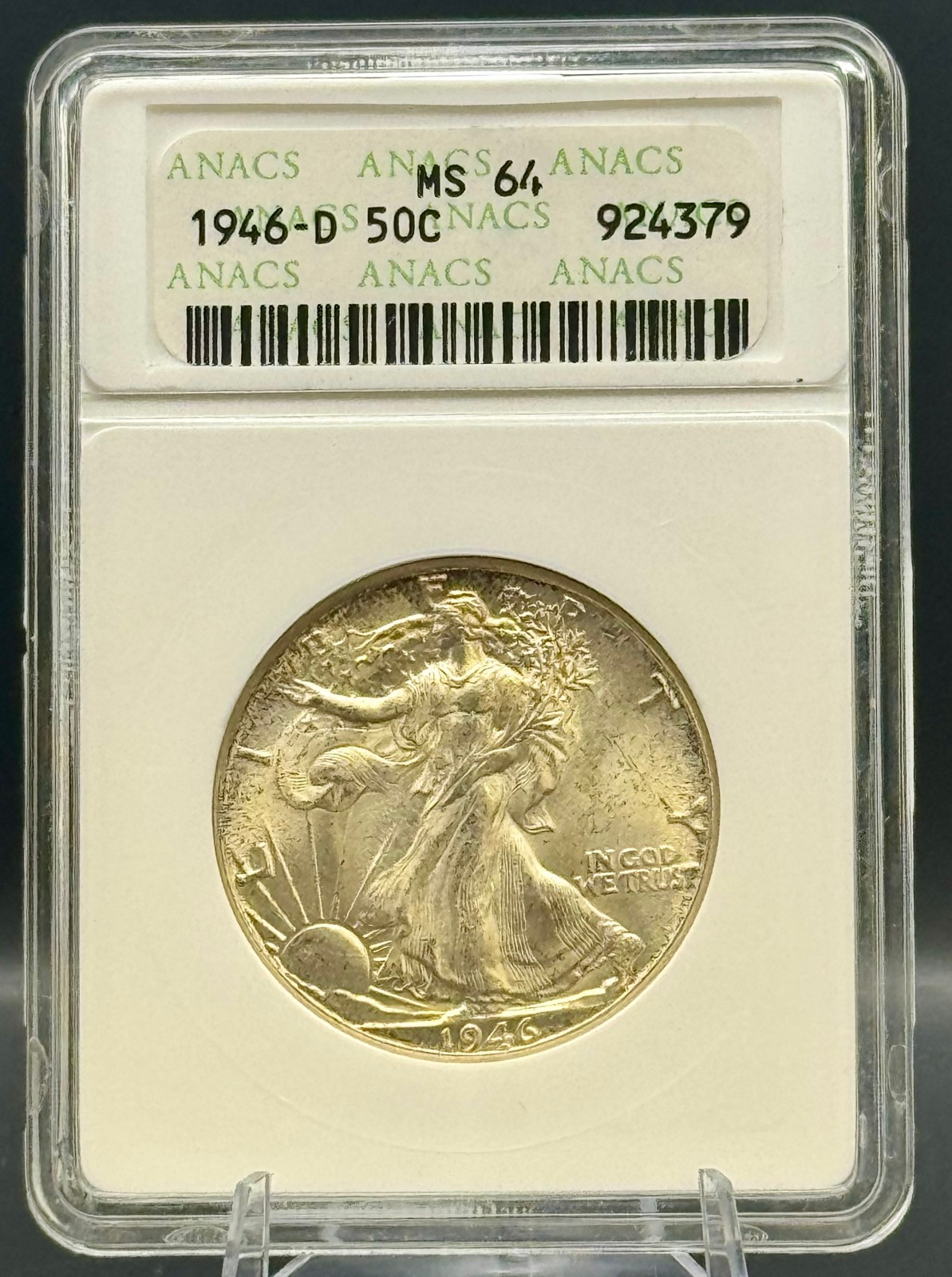 1946-D Walking Liberty Silver Half Dollar ANACS MS64 Old Holder 1946-D Walking Liberty Silver Half Dollar ANACS MS64 Old Holder