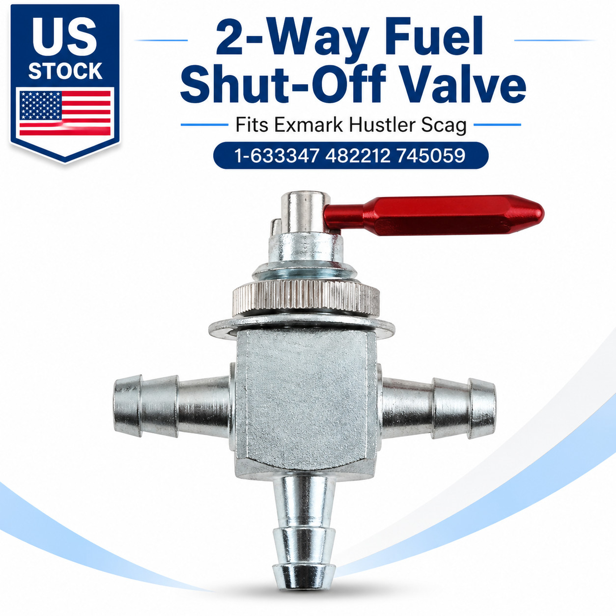 2-Way Fuel Shut Off Valve for Exmark Scag Hustler Mowers 1-633347 482212 745059 2-Way Fuel Shut Off Valve for Exmark Scag Hustler Mowers 1-633347 482212 745059