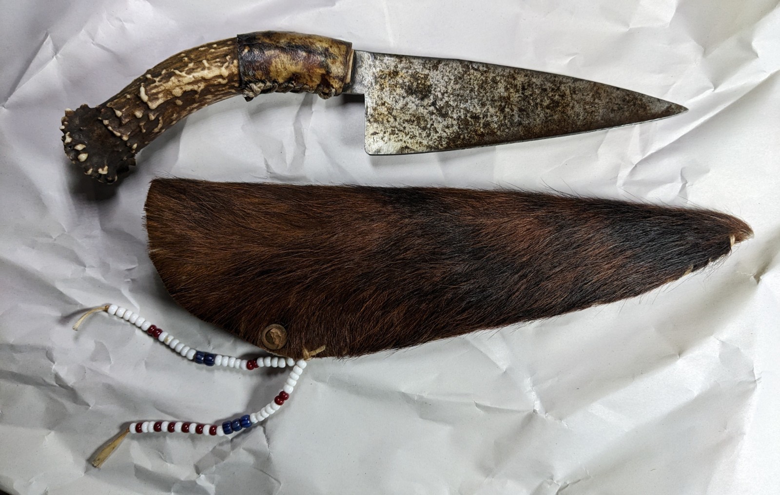 Knife Old Handmade American Indian Stag Handle Knife Old Handmade American Indian Stag Handle