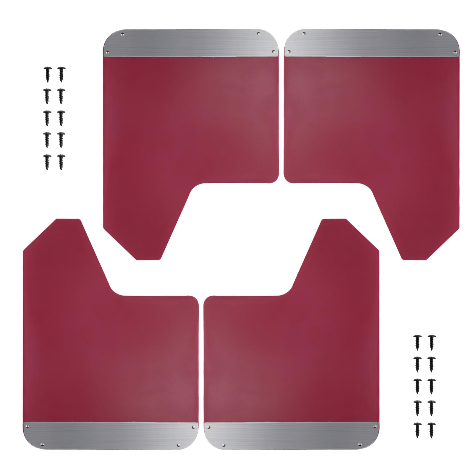 RULLINE 4Pc Mud Flaps w/Reflectors – Red, Universal for SUVs/Trucks