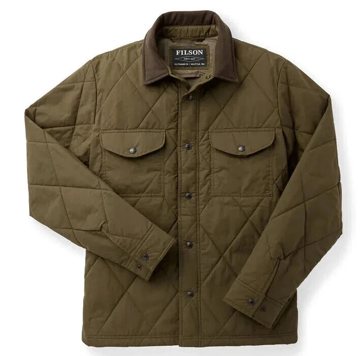 Filson Hyder Quilted Jac Shirt Marsh Olive Waxed Mens XL NWT