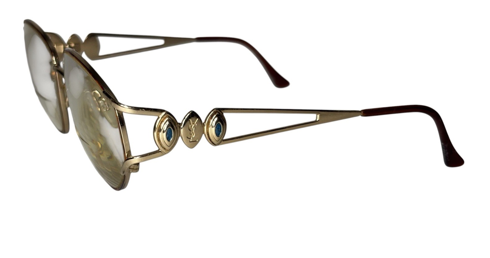 Vintage 80s 90s YSL Yves Saint Laurent Logo Eyeglasses Frame Gold 55 15 Italy Vintage 80s 90s YSL Yves Saint Laurent Logo Eyeglasses Frame Gold 55 15 Italy
