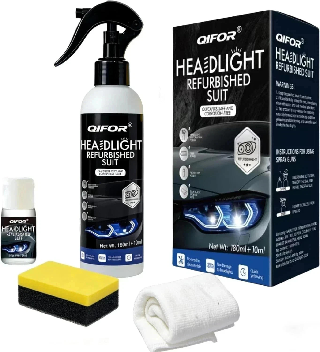 QIFOR Automotive Headlight Restoration kit,Oxidized and yellowed Automotive head