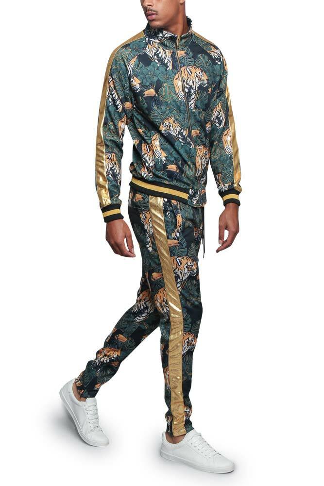 MEN\'S Floral Tiger Track Pants & Jacket Jogging Track Suit Set  S~5X   ST559