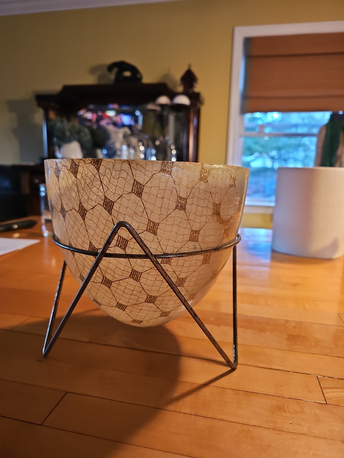 Vintage  Fiberglass Bullet Planter With METAL stand Mid Century Modern 