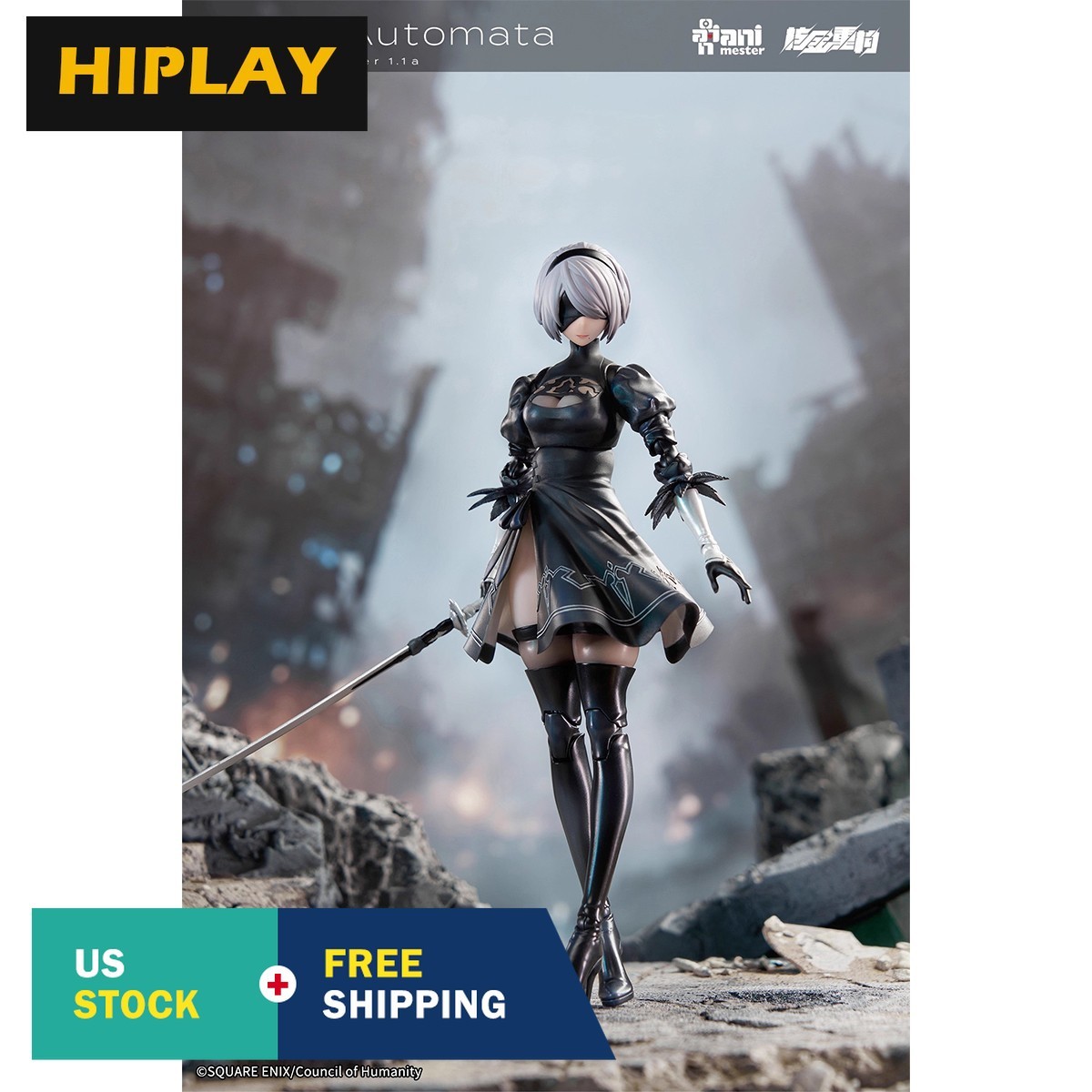 HIPLAY NieR: Automata Ver1.1a 2B Yorha Nuclear Gold Reconstruction 1/9 Figure
