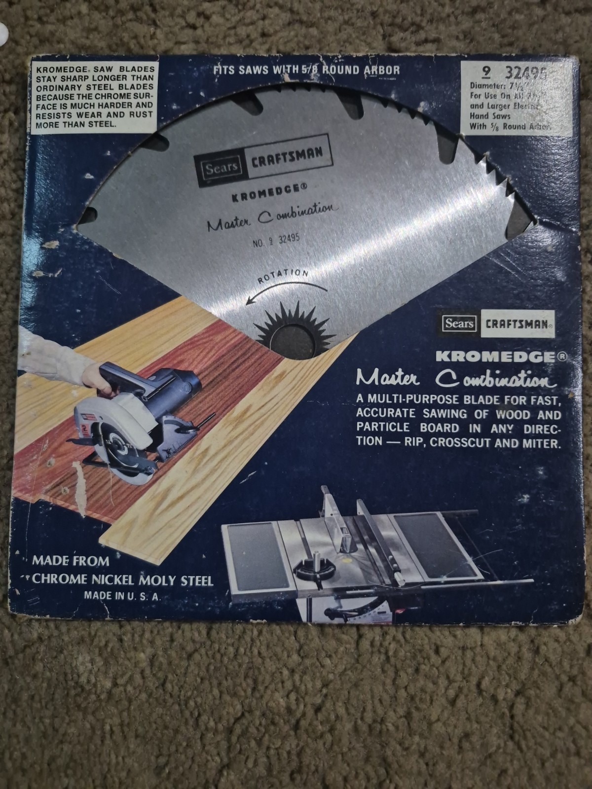 Vtg Sears Craftsman Kromedge Chrome Steel Circular Saw Blade 7.5” 9-32495 NOS