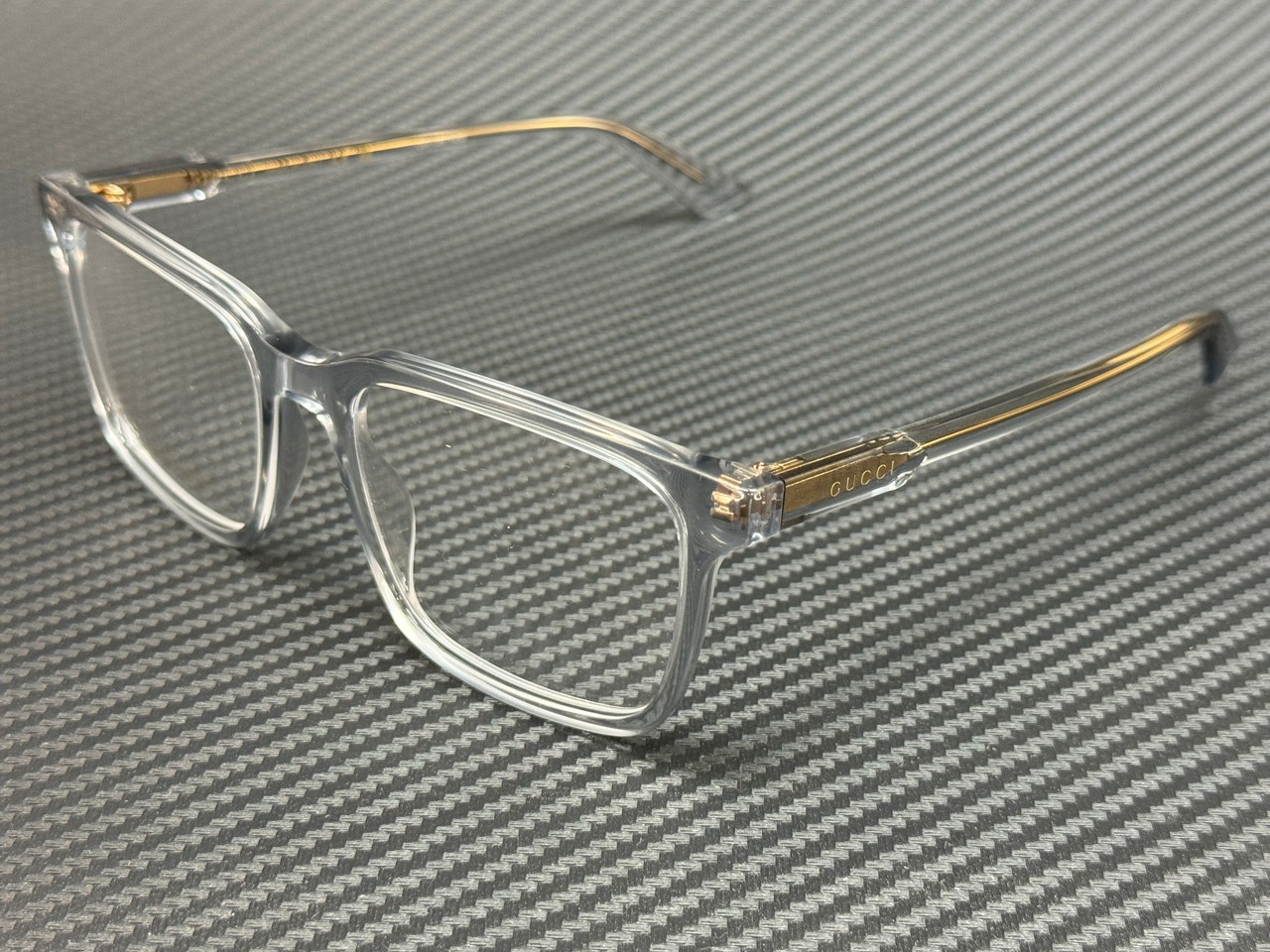 GUCCI GG1120O 005 Light Blue Transparent Men's 55 mm Large Eyeglasses