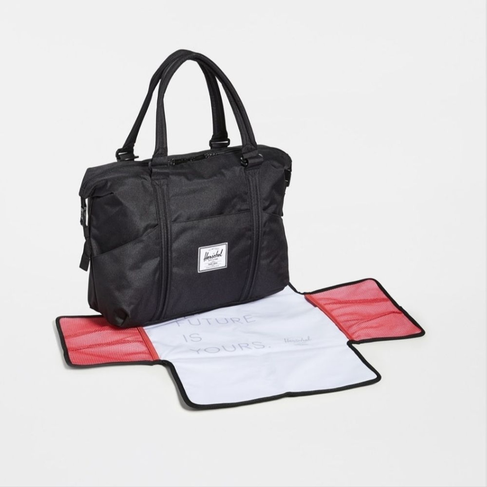 Herschel Supply Co Black Strand Sprout Duffle Diaper Bag Signature Red Strip Herschel Supply Co Black Strand Sprout Duffle Diaper Bag Signature Red Strip