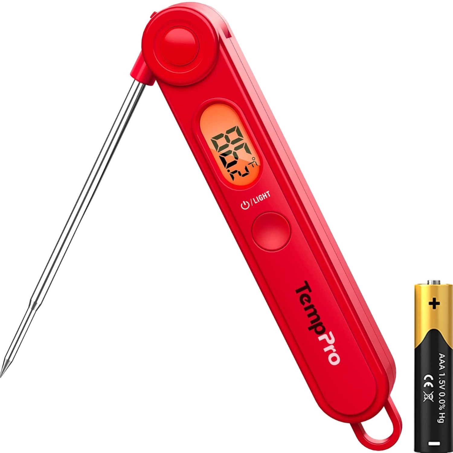 TempPro TP605W Instant Read Meat Thermometer Waterproof Backlit Foldaway Probe