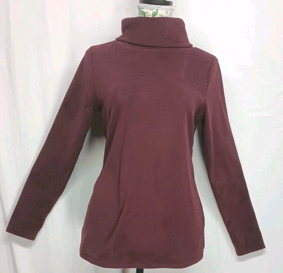 New Talbot\'s Burgundy XS Womens Turtleneck Fleece Sweater Spring Winter Office