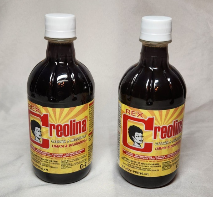 Lot of 2 Rex CREOLINA Coal Tar Deodorant Cleaner 2 Plastic Bottles 16oz.