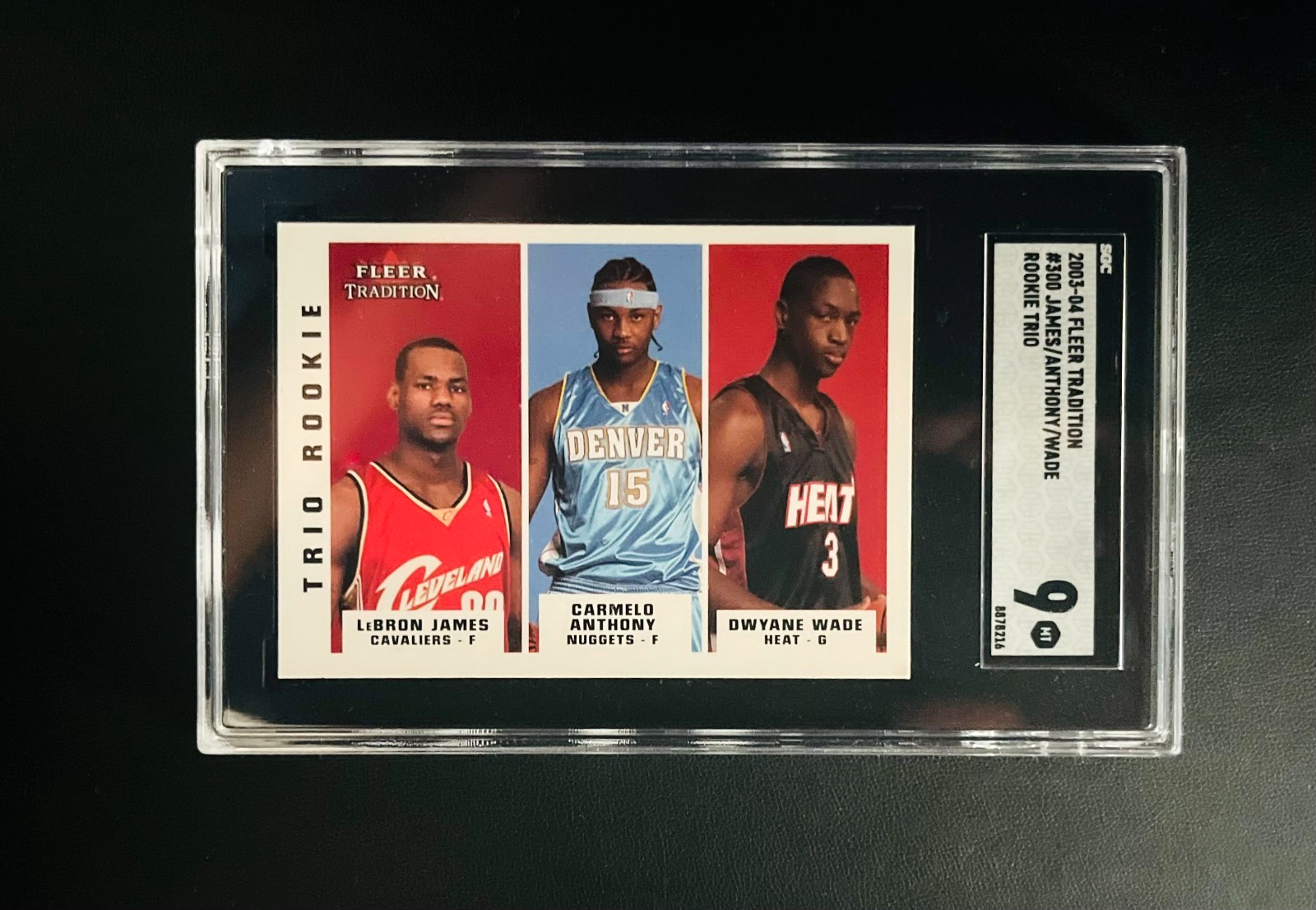 2003-04 Fleer Tradition - Trio Rookie LeBron James, Carmelo, Wade - SGC 9