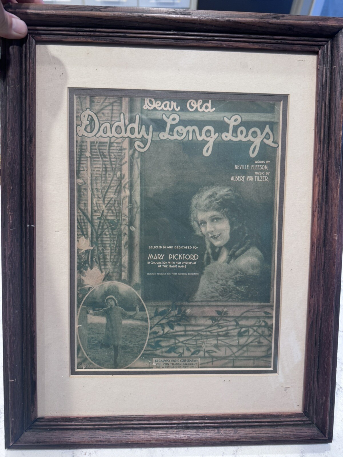 Antique 1919 DEAR OLD DADDY LONG LEGS FLEESON & TILZER Advertising Framed Print