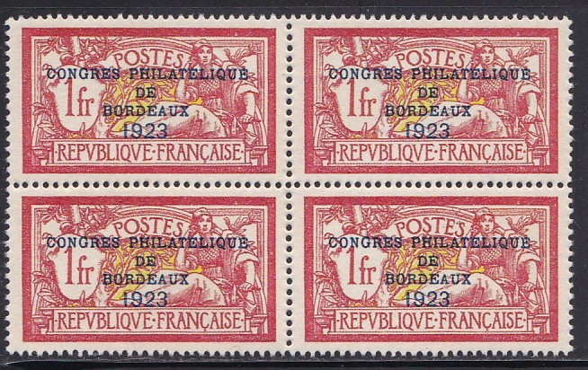 FRANCE 1923 1fr Bordeaux Philatelic Congress B/4 MNH Reproduction Stamp sv