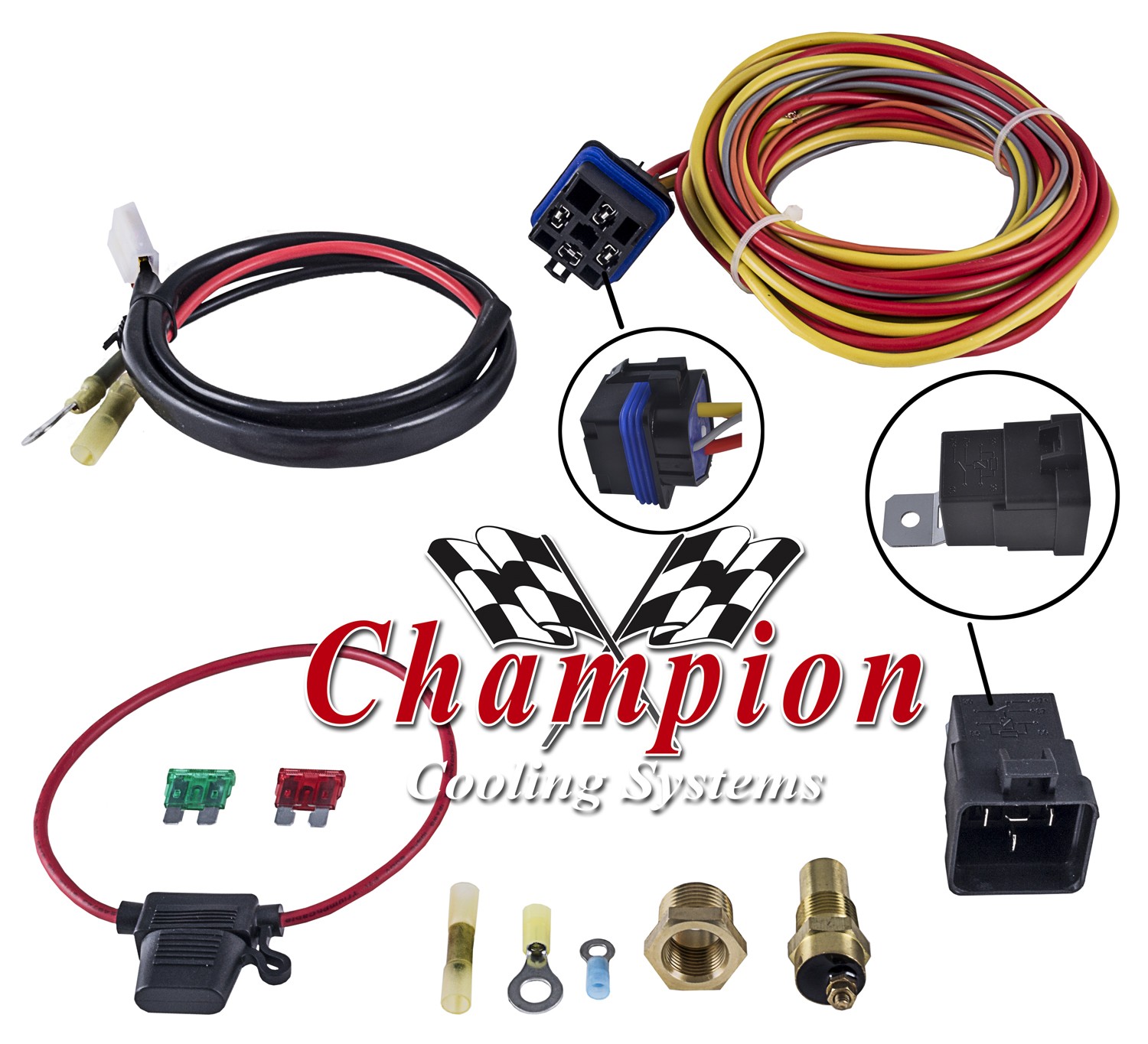 KR Champion Cooling 180 Degree 40amp Electric Fan Relay Kit for Single Fan