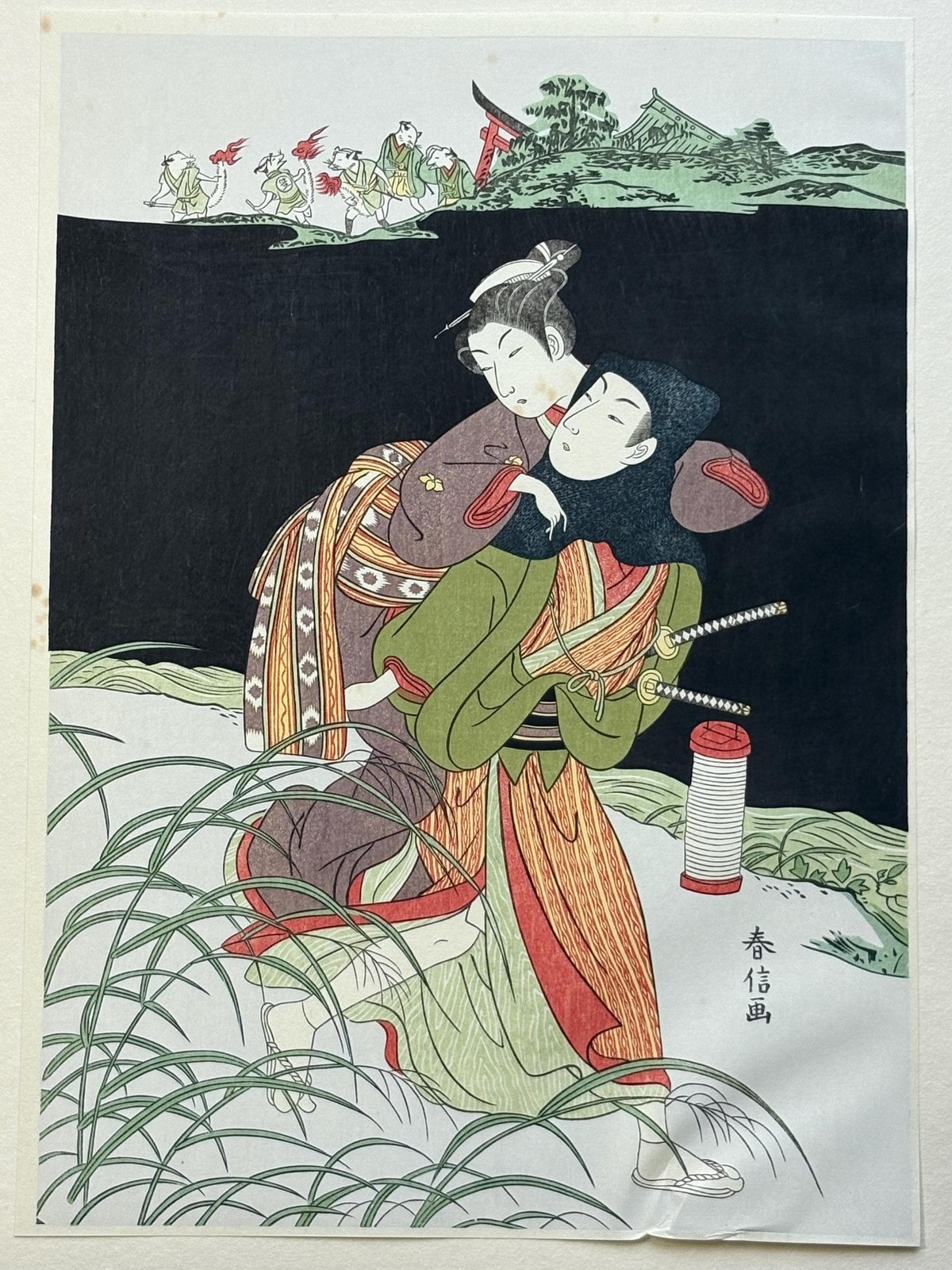 Japanese Ukiyoe, woodcut print, Harunobu, \ Japanese Ukiyoe, woodcut print, Harunobu, \