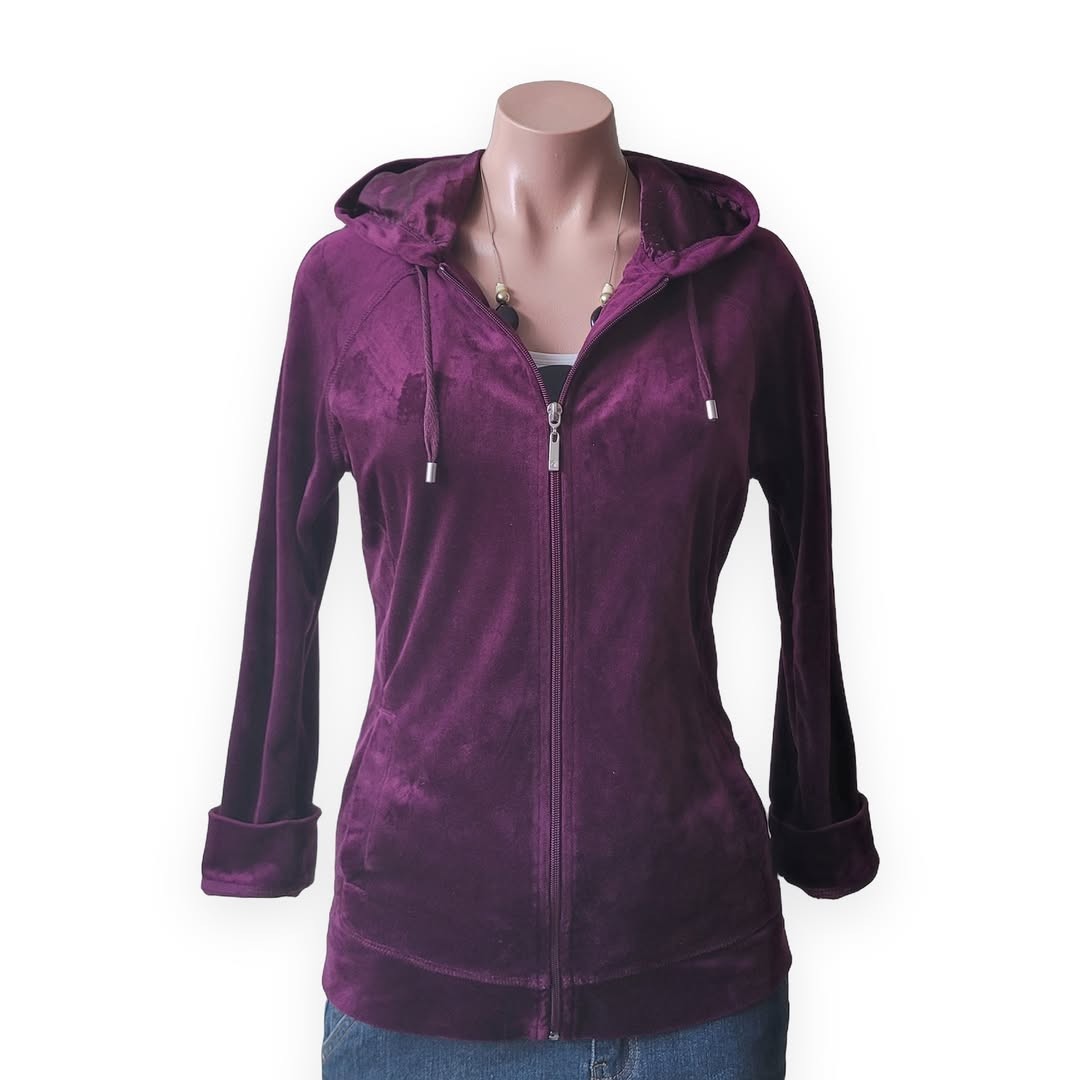 ALIA Petite Purple Fitted Hooded Zip Up Jacket (M)