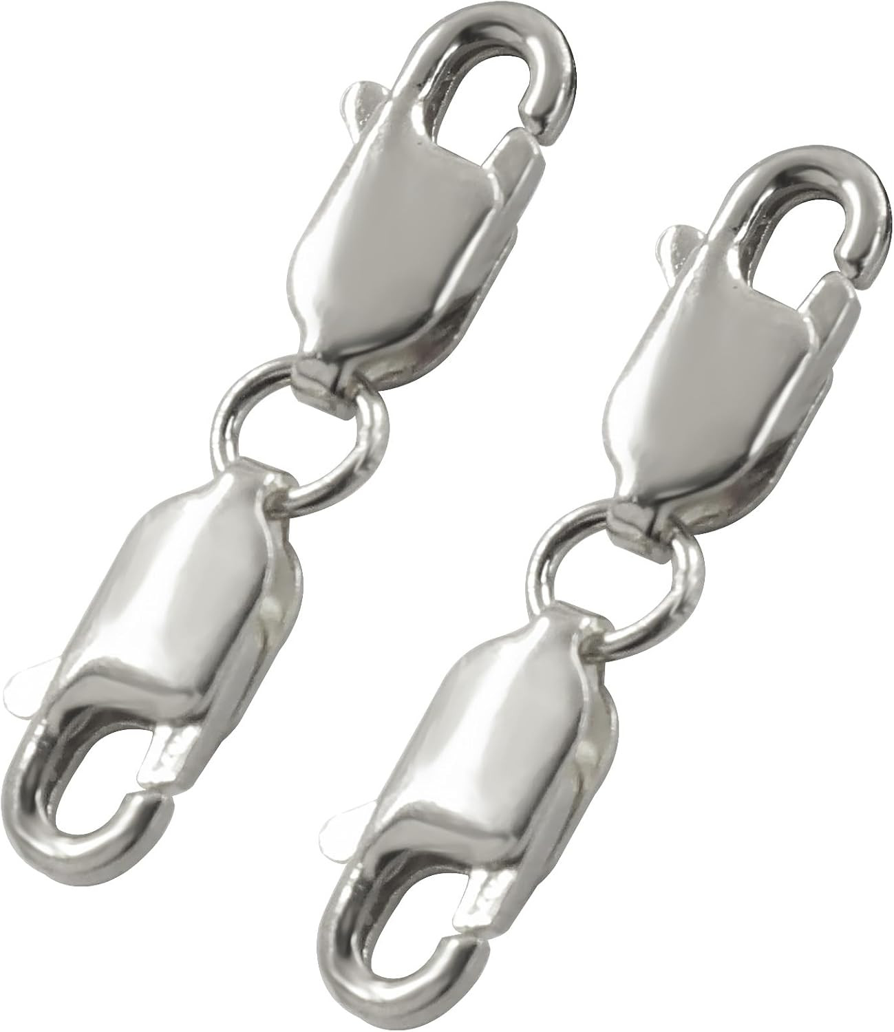 2Pcs 925 Sterling Silver Double Lobster Clasp, Silver Jewelry Extender Clasps