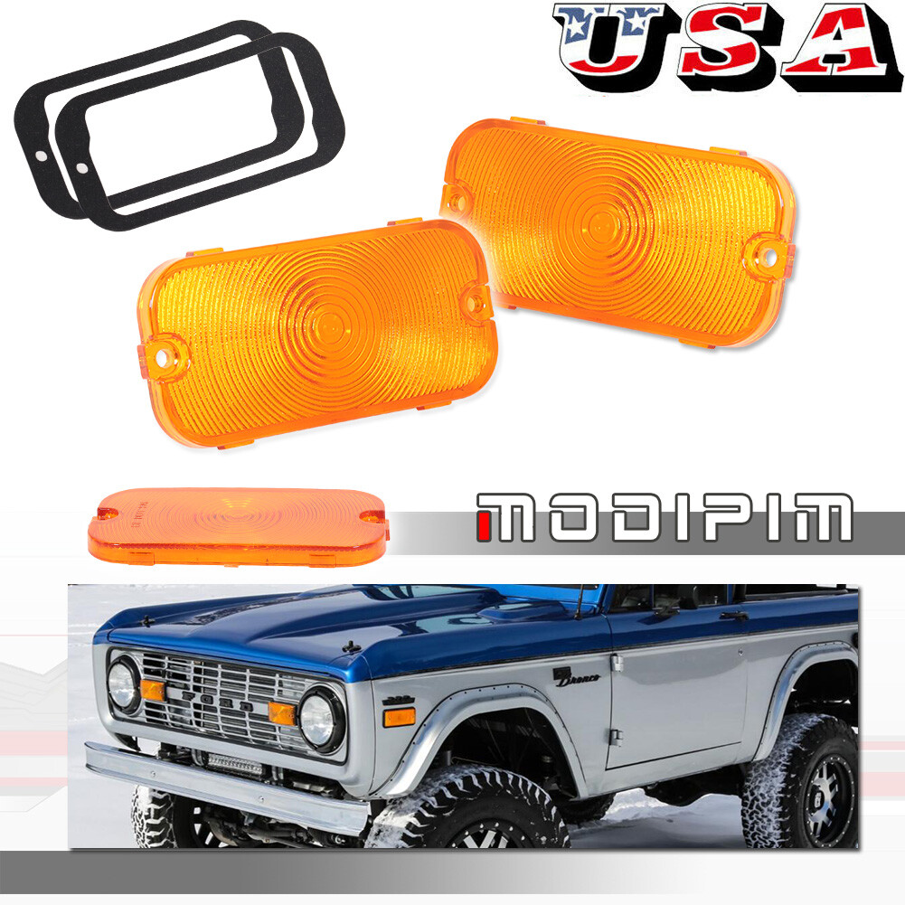 NEW 1966-1968 EARLY FORD BRONCO AMBER FRONT PARKING / TURN SIGNAL LIGHT LENS SET NEW 1966-1968 EARLY FORD BRONCO AMBER FRONT PARKING / TURN SIGNAL LIGHT LENS SET