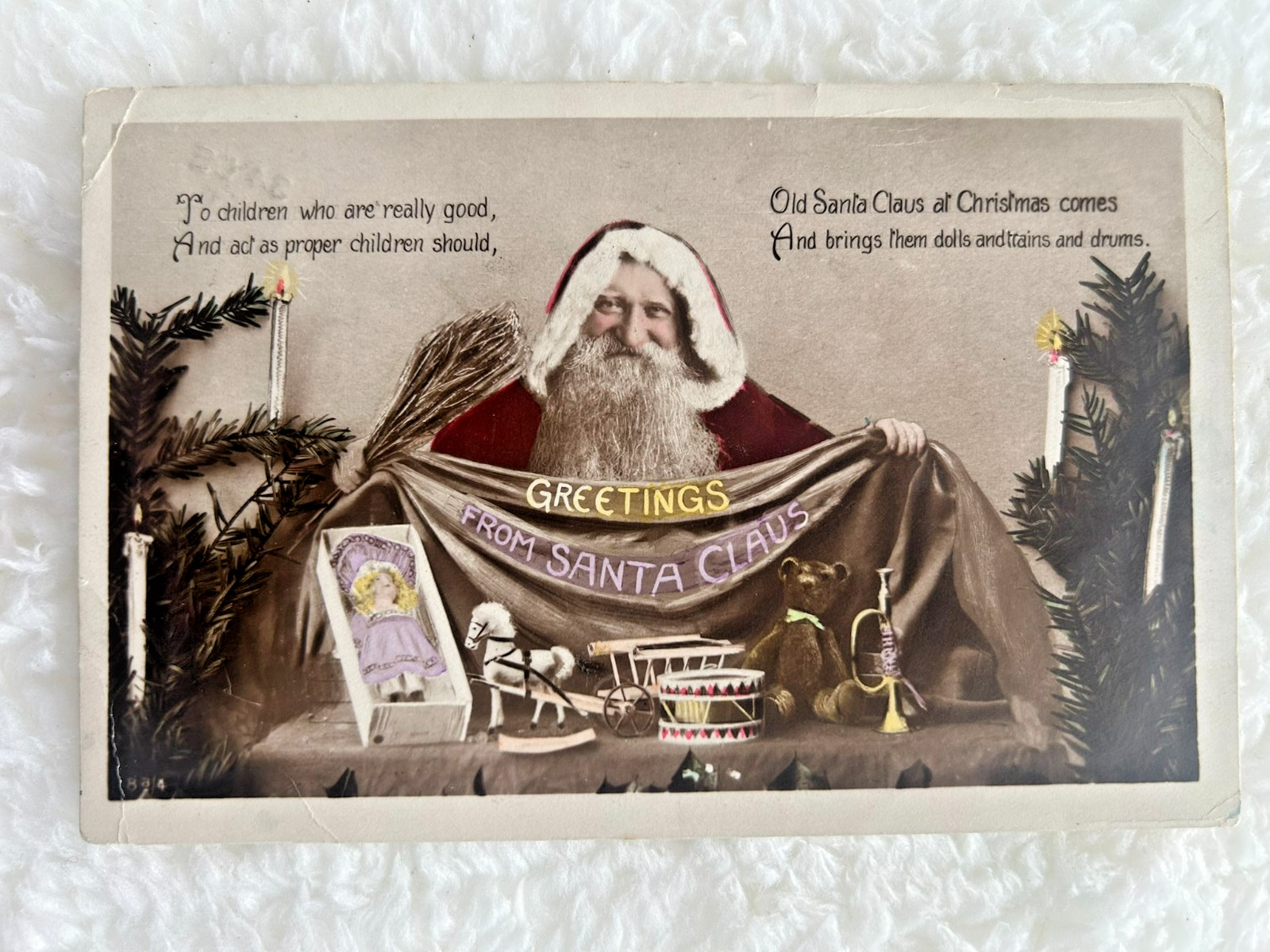 Antique Tinted RPPC Postcard Santa Belsnickel England Posted Antique Tinted RPPC Postcard Santa Belsnickel England Posted