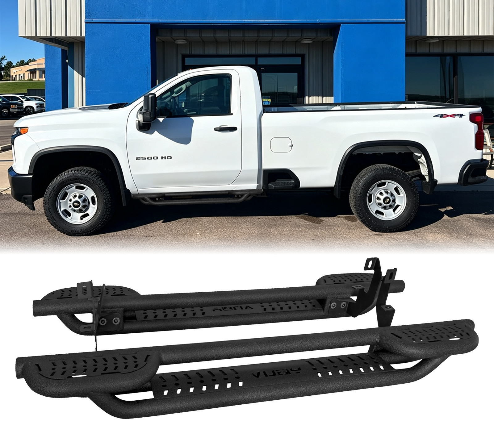 Nerf Bars For 19-25 Silverado Sierra 1500 20-25 2500HD 3500HD Regular Cab Black