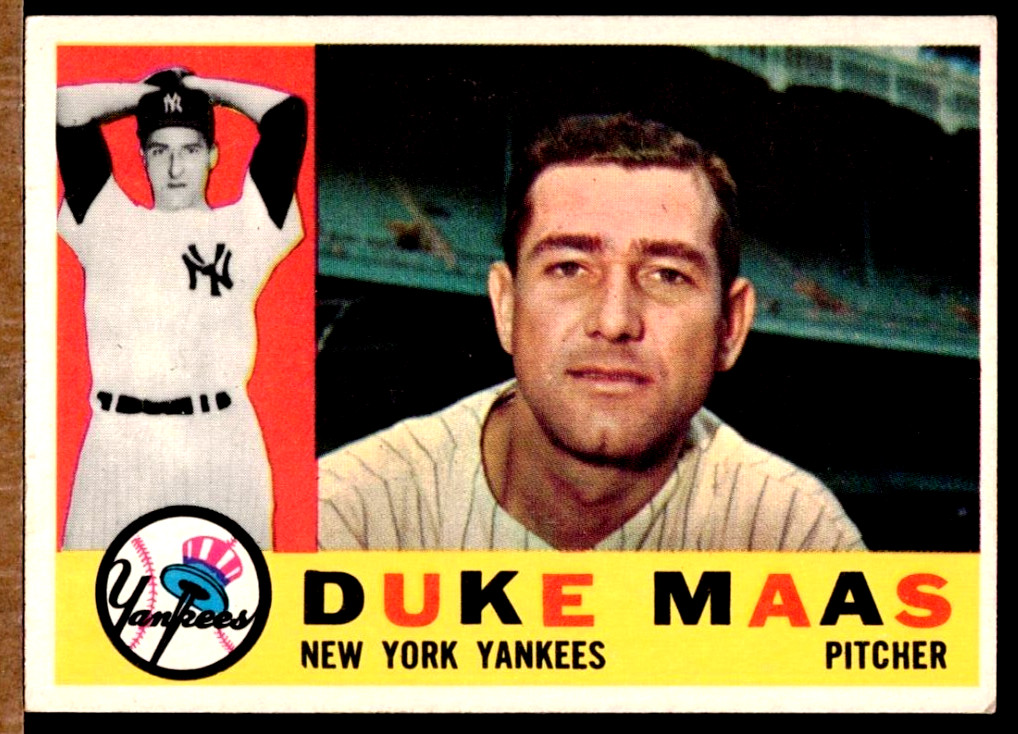 1960 TOPPS - #421 DUKE MAAS (NEW YORK YANKEES) EX/NM 1960 TOPPS - #421 DUKE MAAS (NEW YORK YANKEES) EX/NM