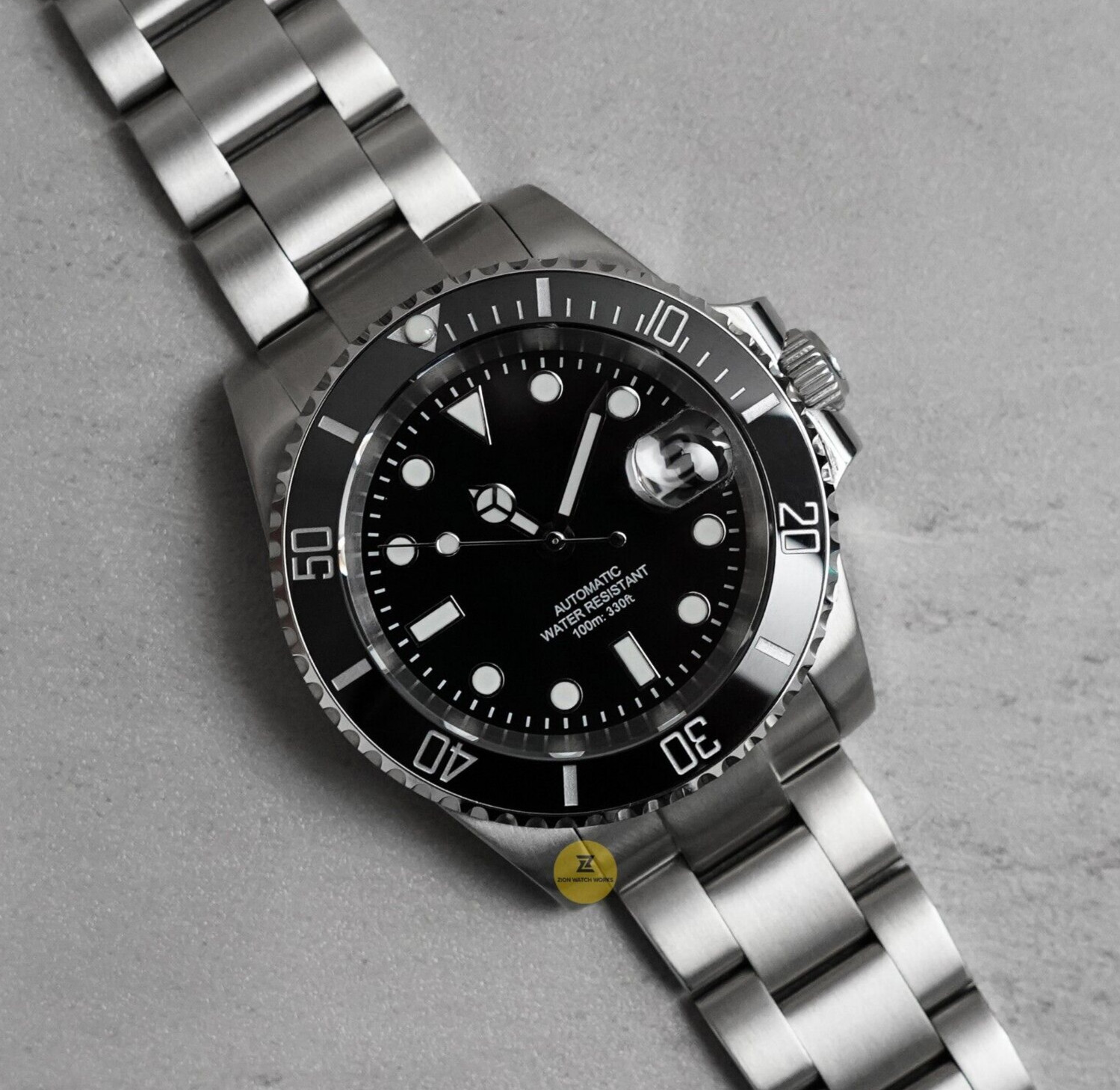 Custom Made 40mm Black Custom Diver Date Style Watch w/ NH35 Movement
