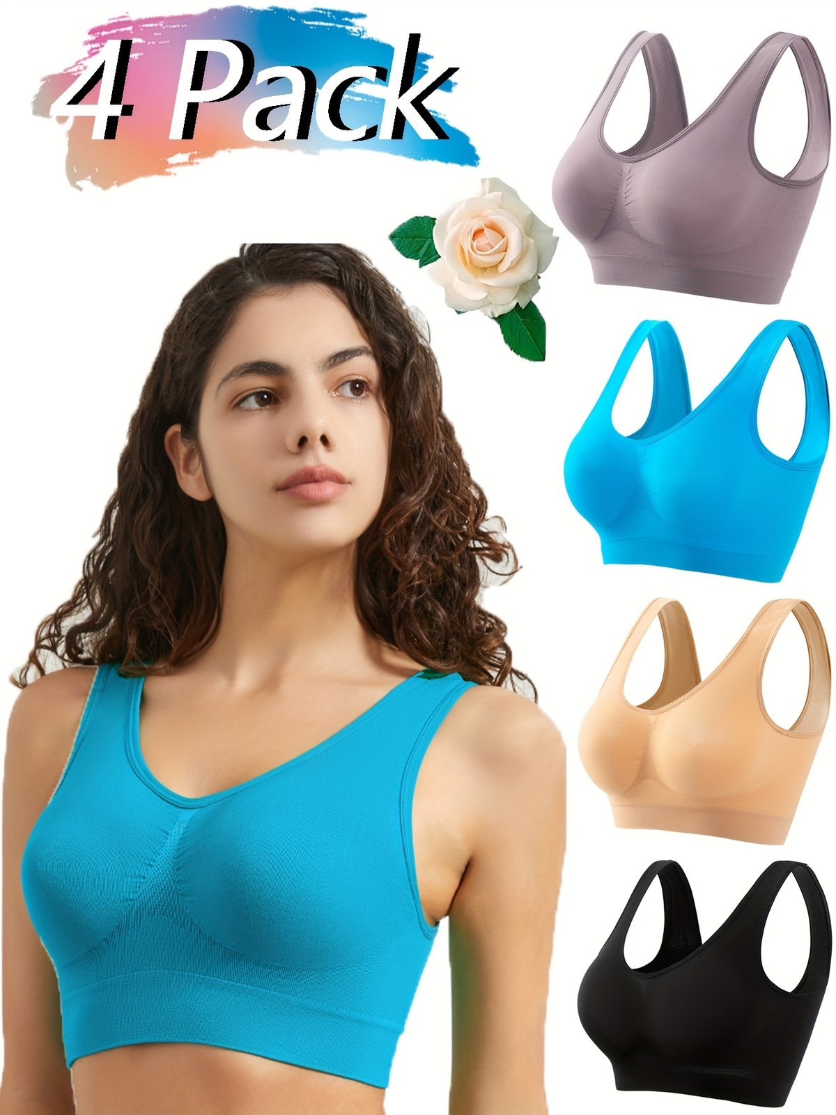 FAXHION 4PCS Women\'s Sports Bra—Ultra-Breathable, Seamless, and Wire-Free FAXHION 4PCS Women\'s Sports Bra—Ultra-Breathable, Seamless, and Wire-Free
