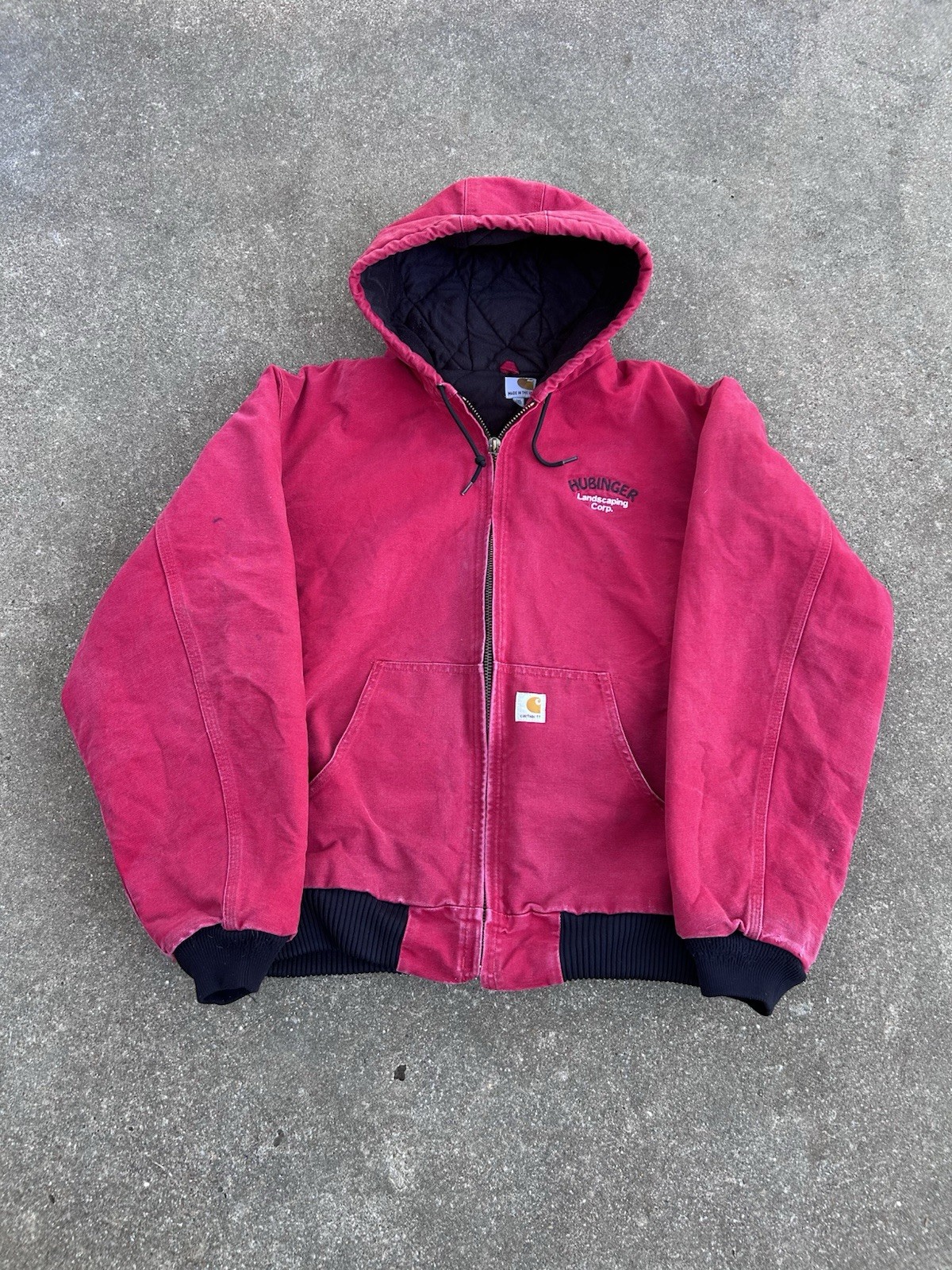 Vintage Y2K Faded Crimson Red Carhartt Hooded Jacket Size 2XL J130 USA Made