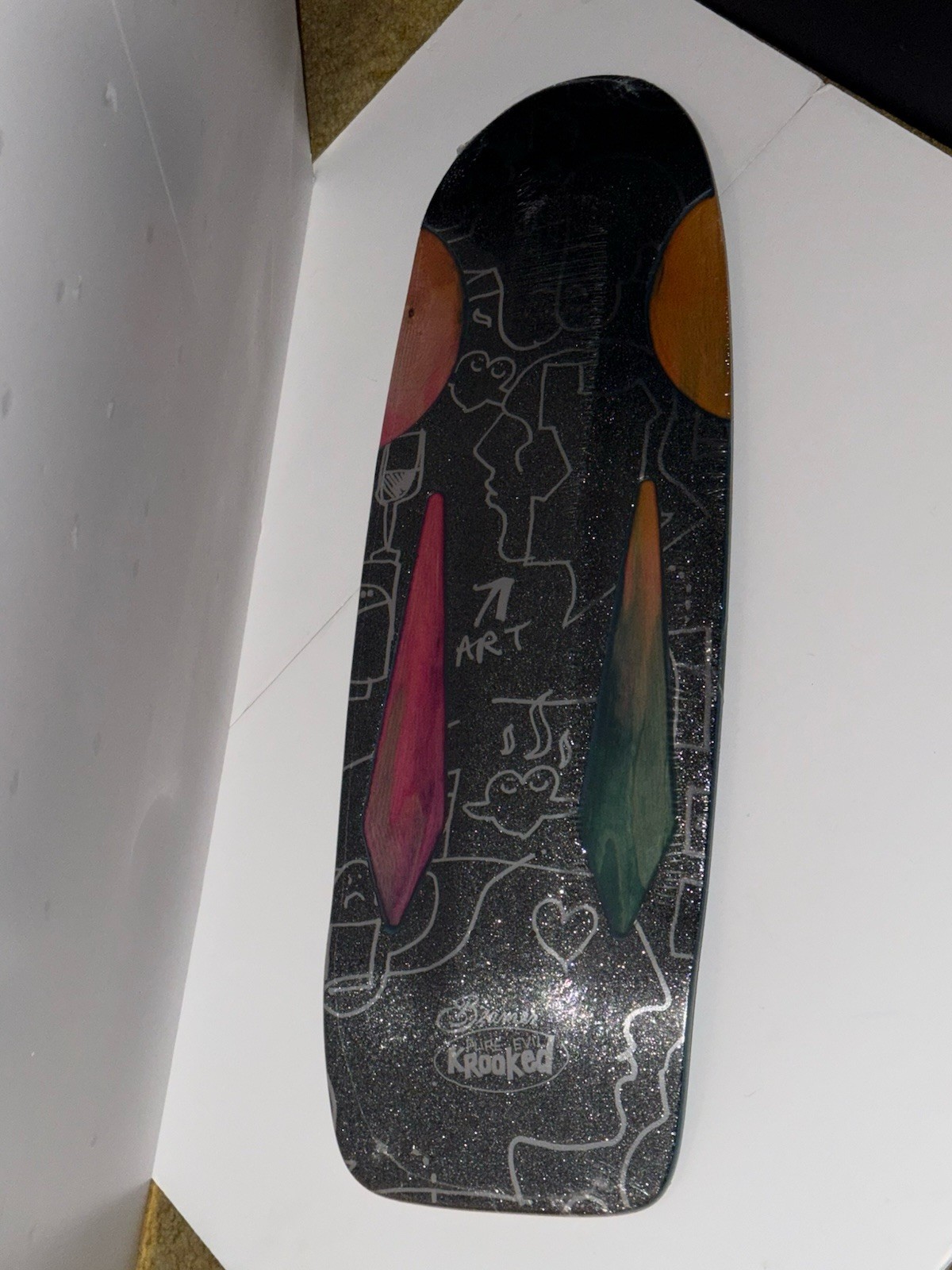 Krooked Skateboard Deck Beamer Pure Evil Skate Shop Day 2023 10.75 Sparkly RARE Krooked Skateboard Deck Beamer Pure Evil Skate Shop Day 2023 10.75 Sparkly RARE